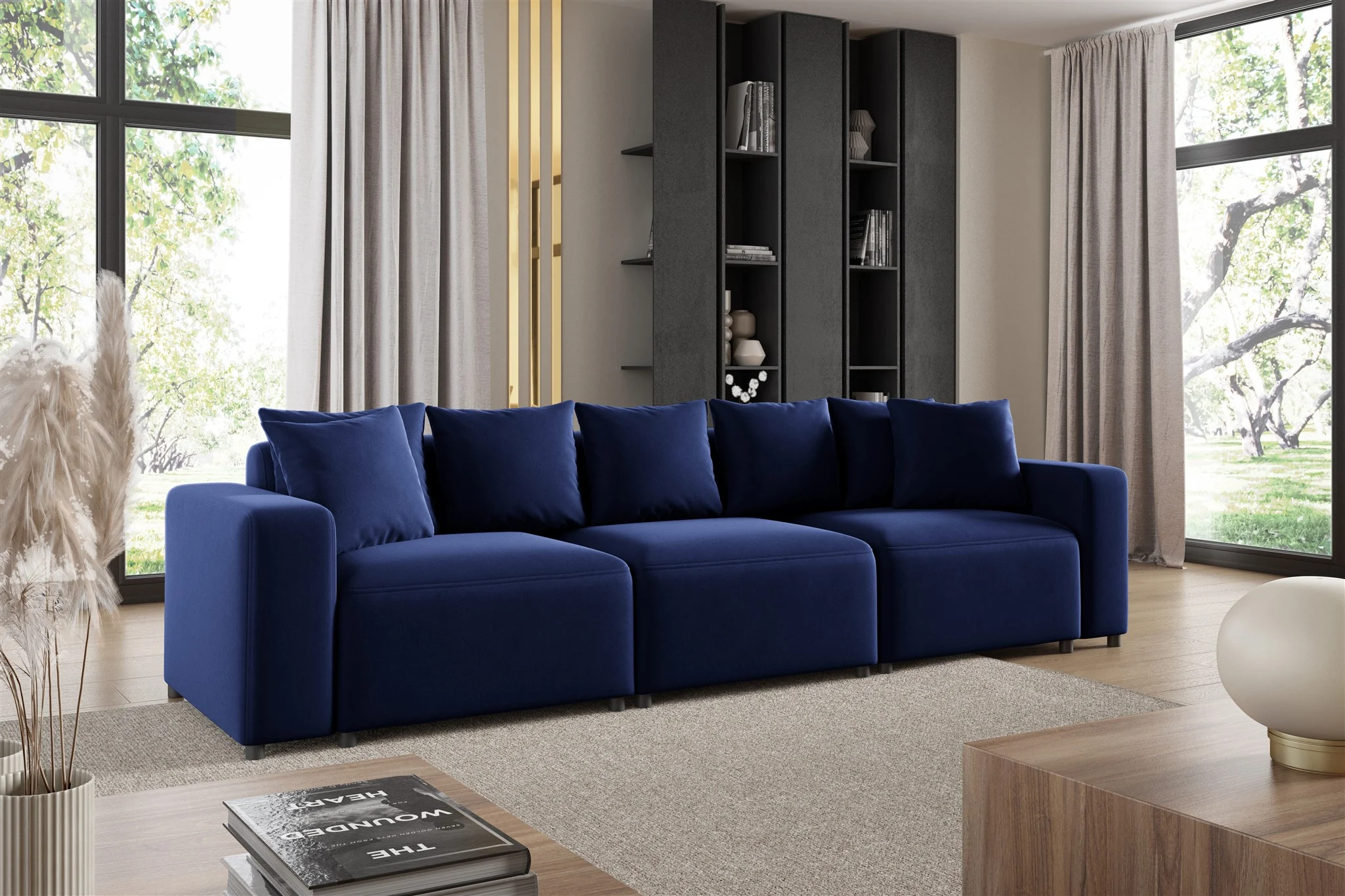 Sofa Designersofa Bigsofa MEGAN 3-Sitzer in Stoff Salvador Dunkelblau