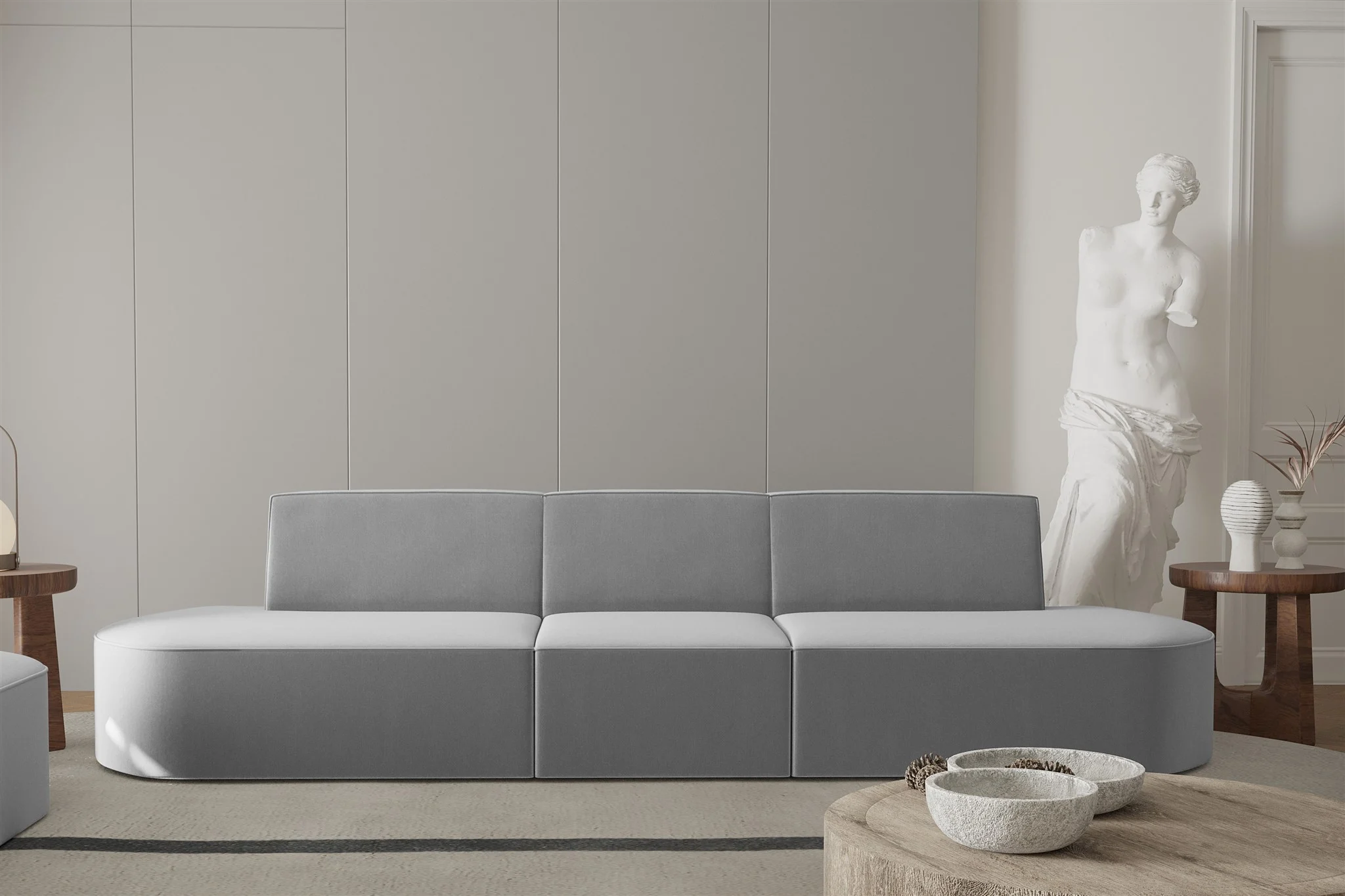Sofa Designersofa 3-Sitzer MILOT in Stoff Opera Velvet Grau