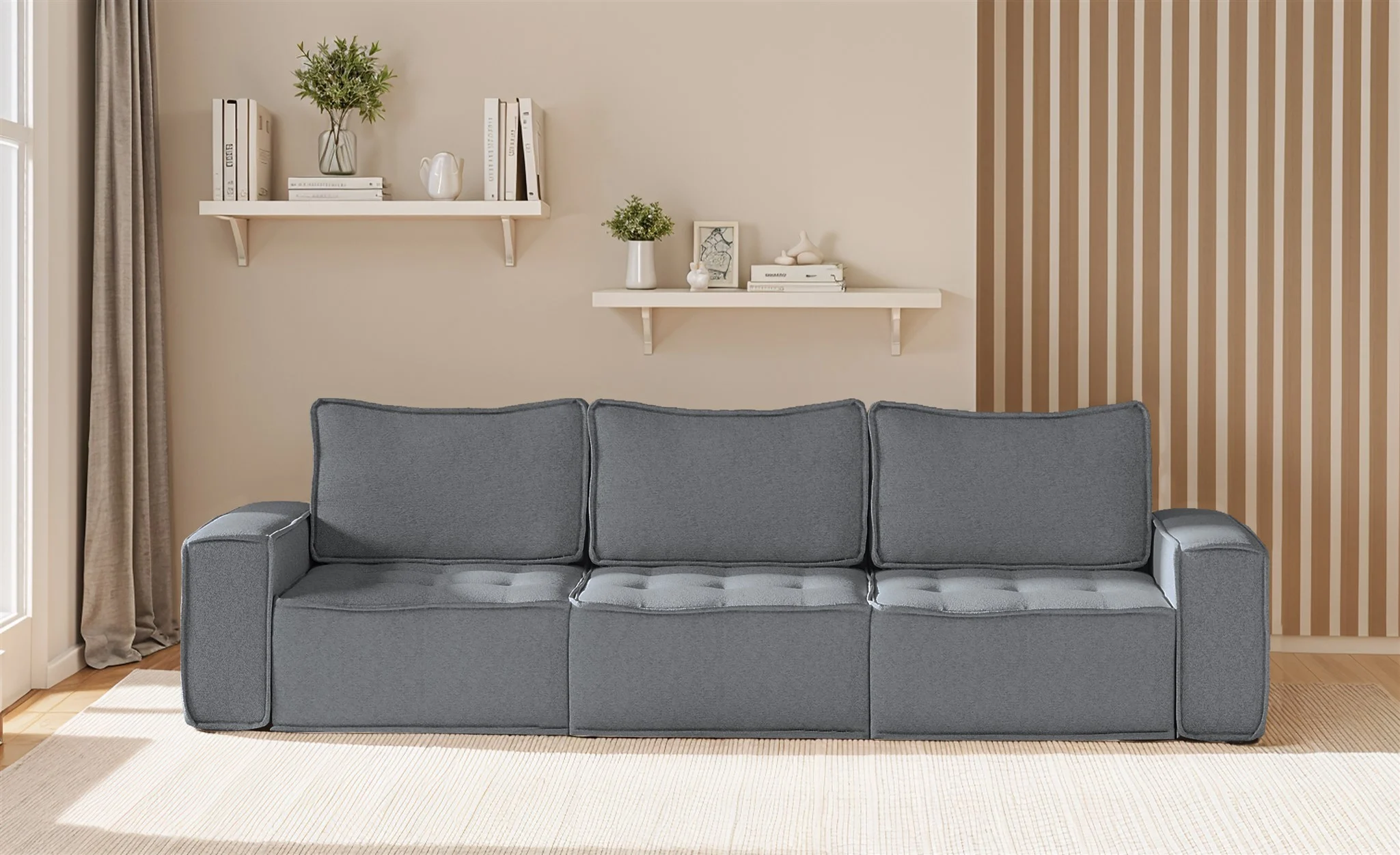 Sofa Modulsofa 3-teilig SANDE 3-Sitzer Stoff Alpine Anthrazit