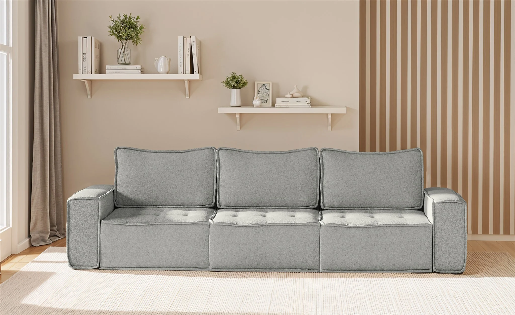 Sofa Modulsofa 3-teilig SANDE 3-Sitzer Stoff Alpine Hellgrau