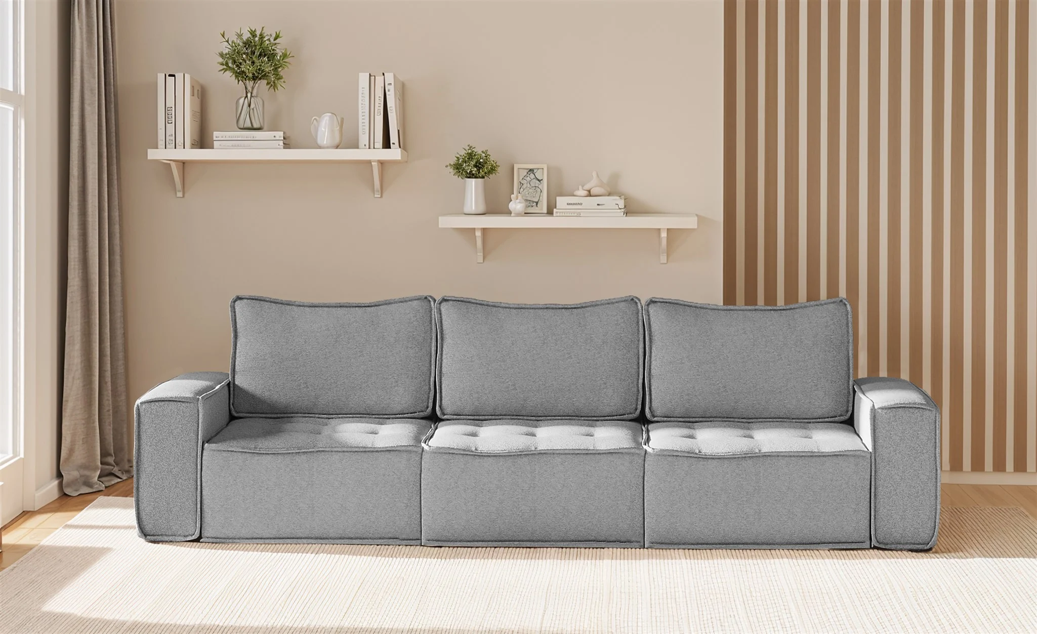 Sofa Modulsofa 3-teilig SANDE 3-Sitzer Stoff Raven Grau