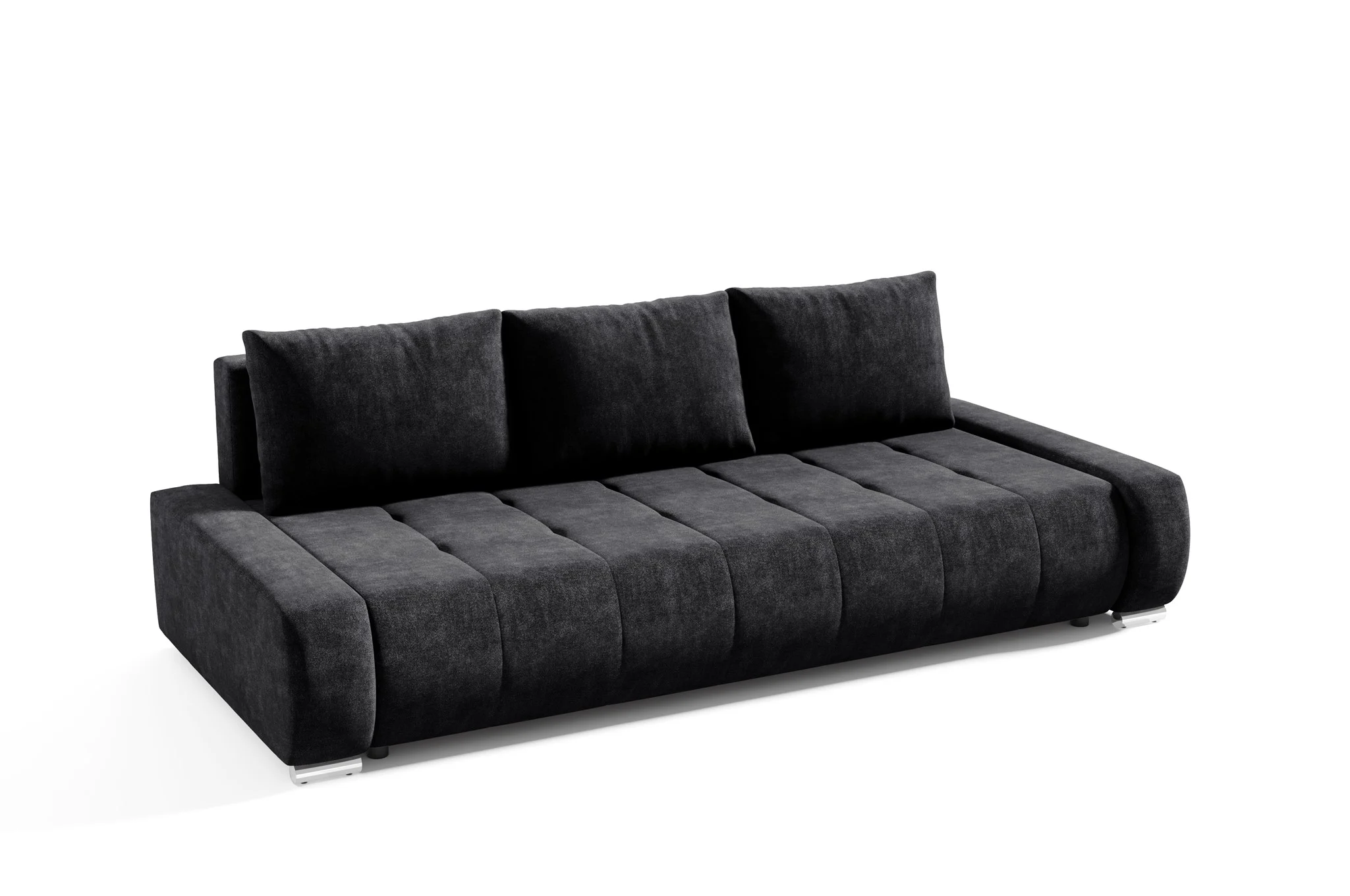Sofa 3-Sitzer mit Schlaffunktion VOGAR Stoff Aston Schwarz