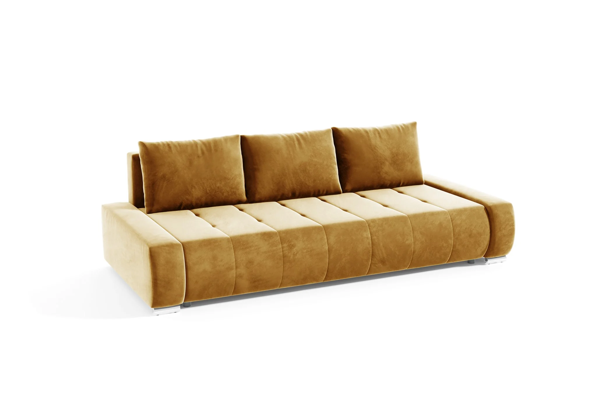 Sofa 3-Sitzer mit Schlaffunktion VOGAR Stoff Monolith Honiggelb