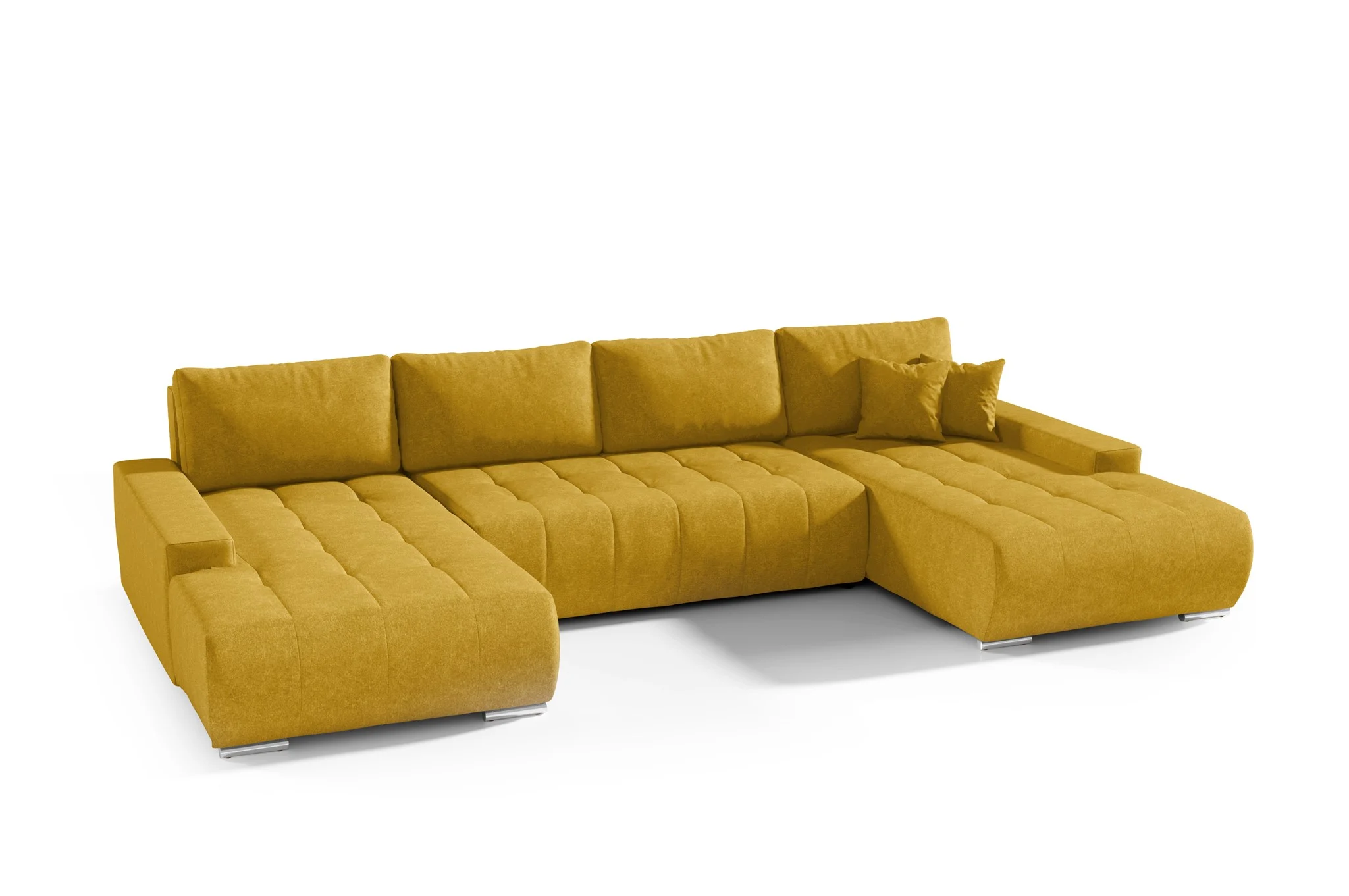 Wohnlandschaft Sofa mit Schlaffunktion VOGAR Stoff Aston Gelb - Fun Möbel