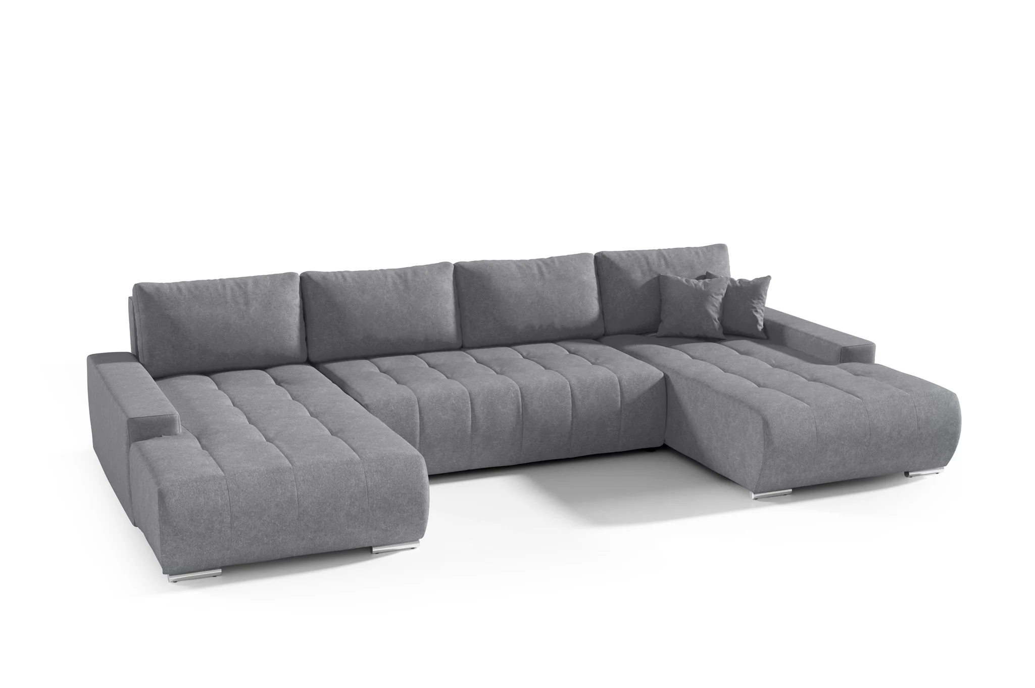 Wohnlandschaft Sofa mit Schlaffunktion VOGAR Stoff Aston Dunkelgrau - Fun Möbel