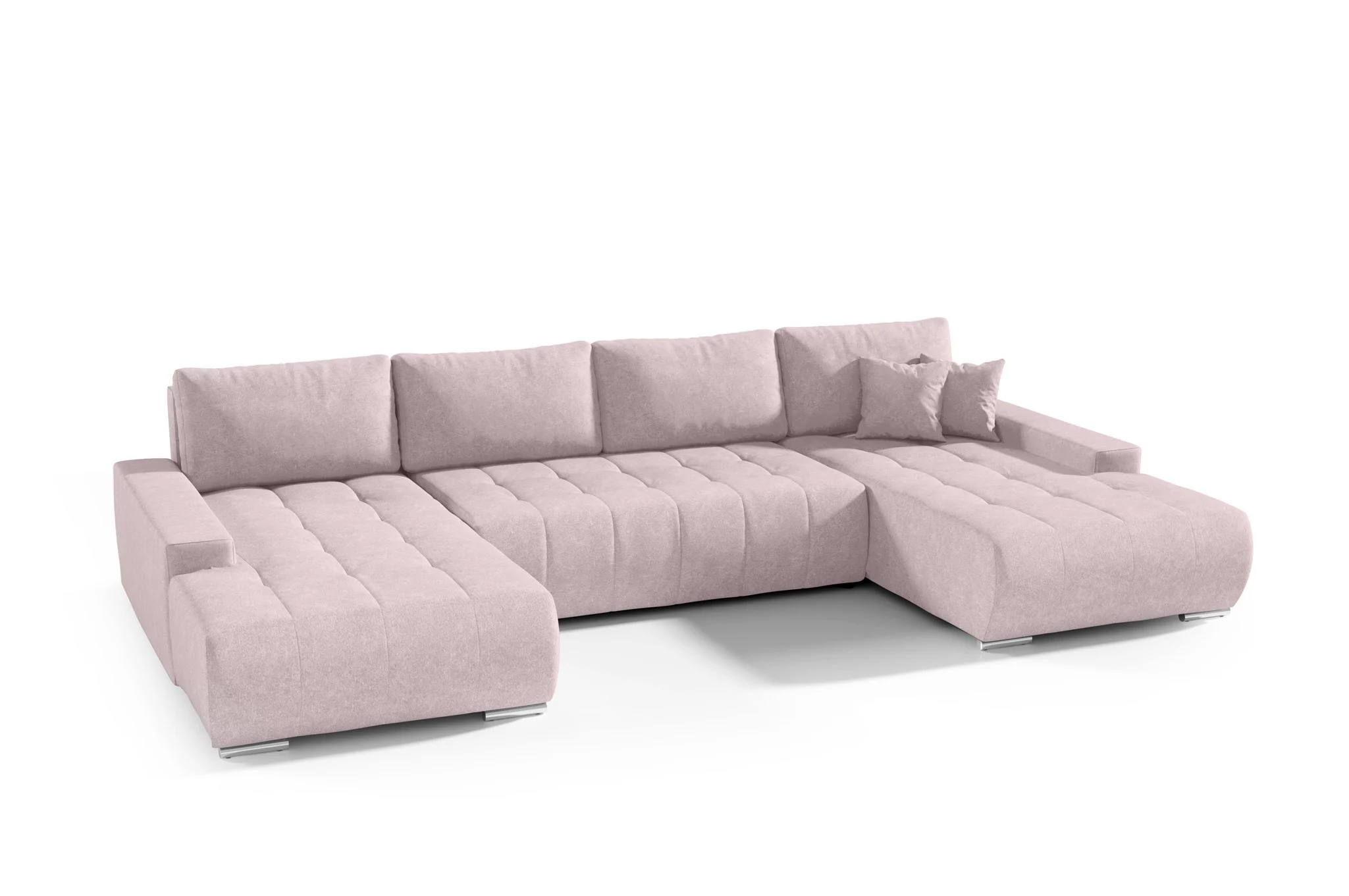 Wohnlandschaft Sofa mit Schlaffunktion VOGAR Stoff Aston Blush - Fun Möbel