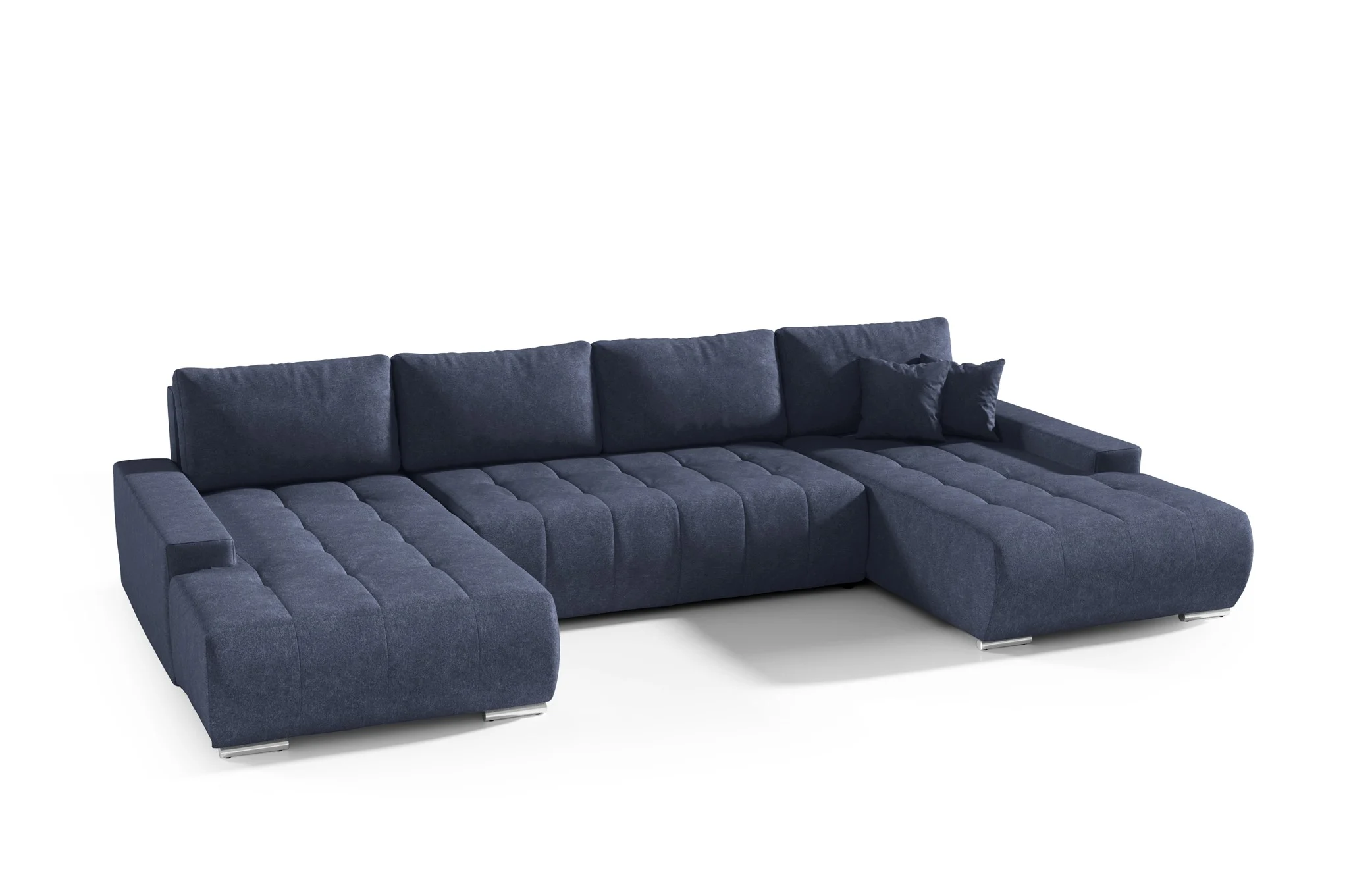 Wohnlandschaft Sofa mit Schlaffunktion VOGAR Stoff Aston Dunkelblau - Fun Möbel