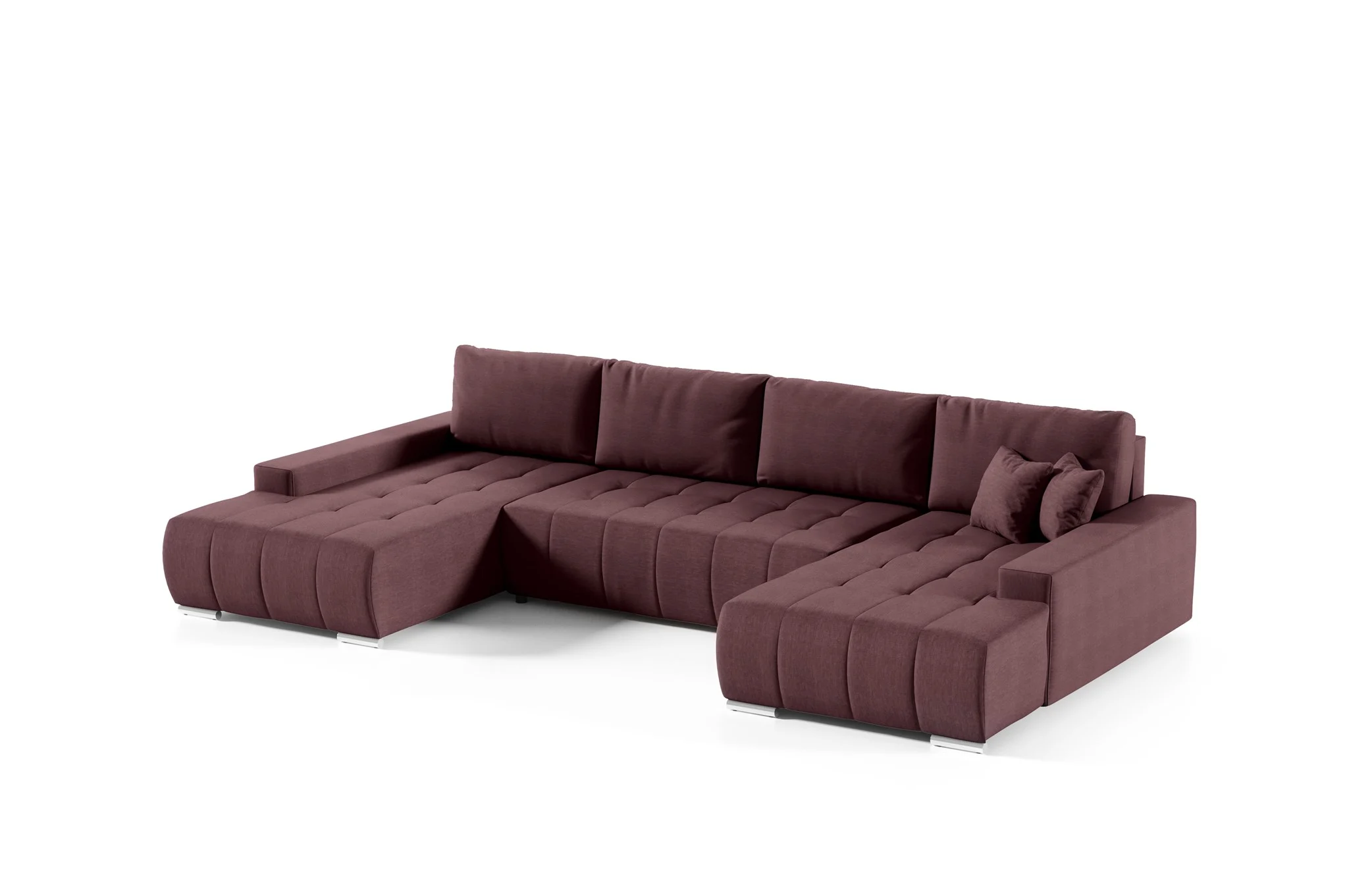 Wohnlandschaft Sofa mit Schlaffunktion VOGAR Stoff Aulla Dunkelviolett - Fun Möbel