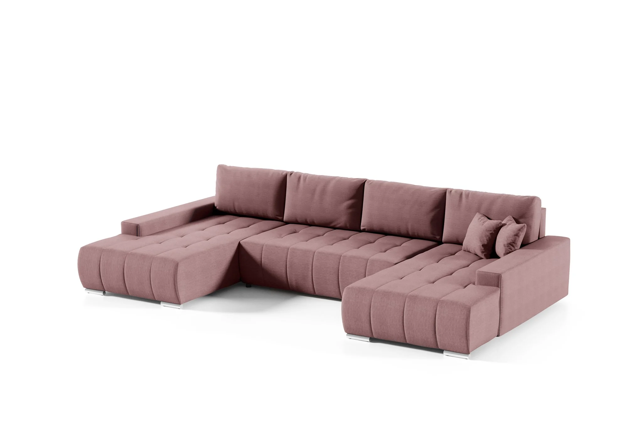 Wohnlandschaft Sofa mit Schlaffunktion VOGAR Stoff Aulla Altrosa - Fun Möbel