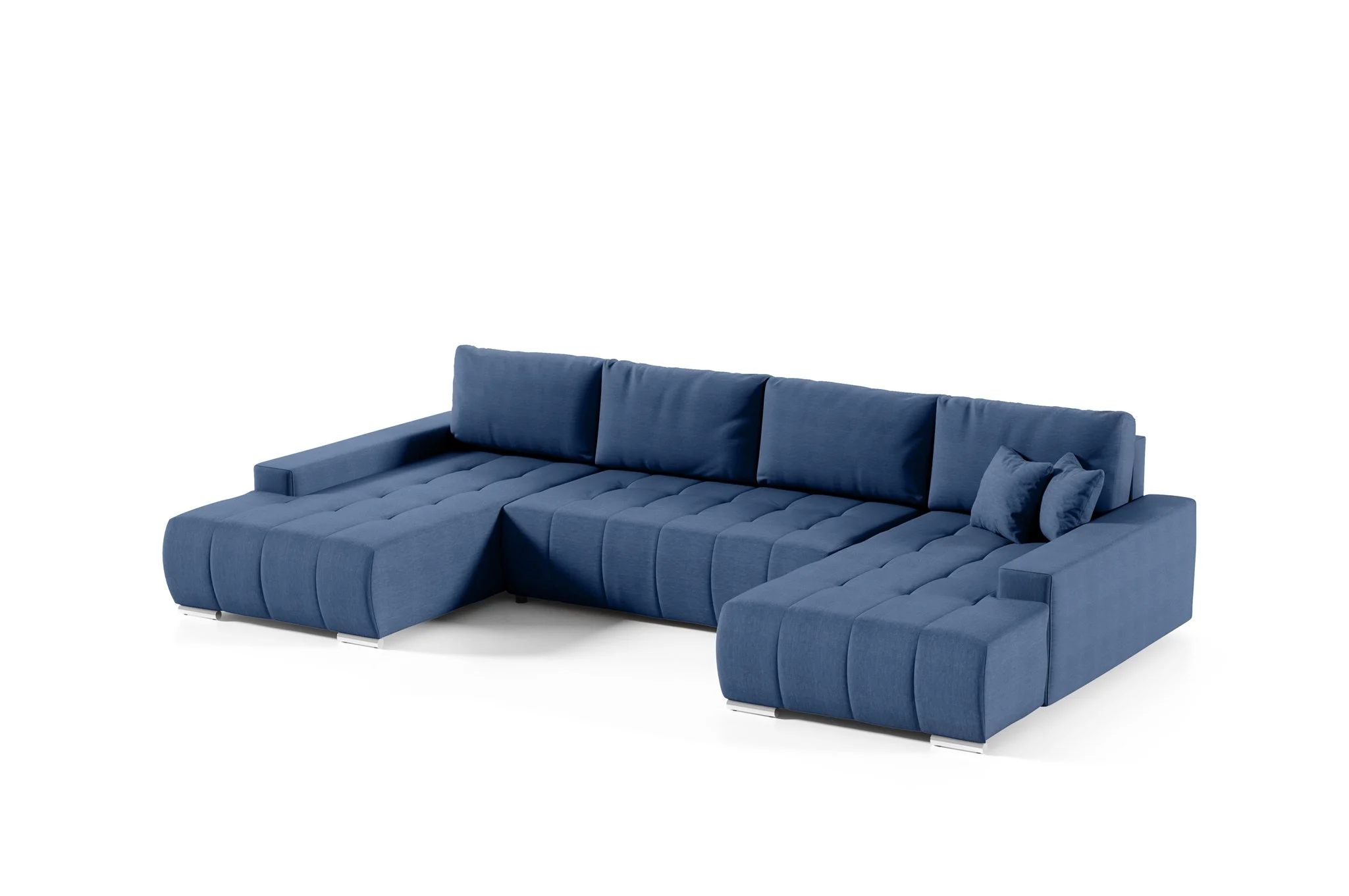 Wohnlandschaft Sofa mit Schlaffunktion VOGAR Stoff Aulla Blau - Fun Möbel