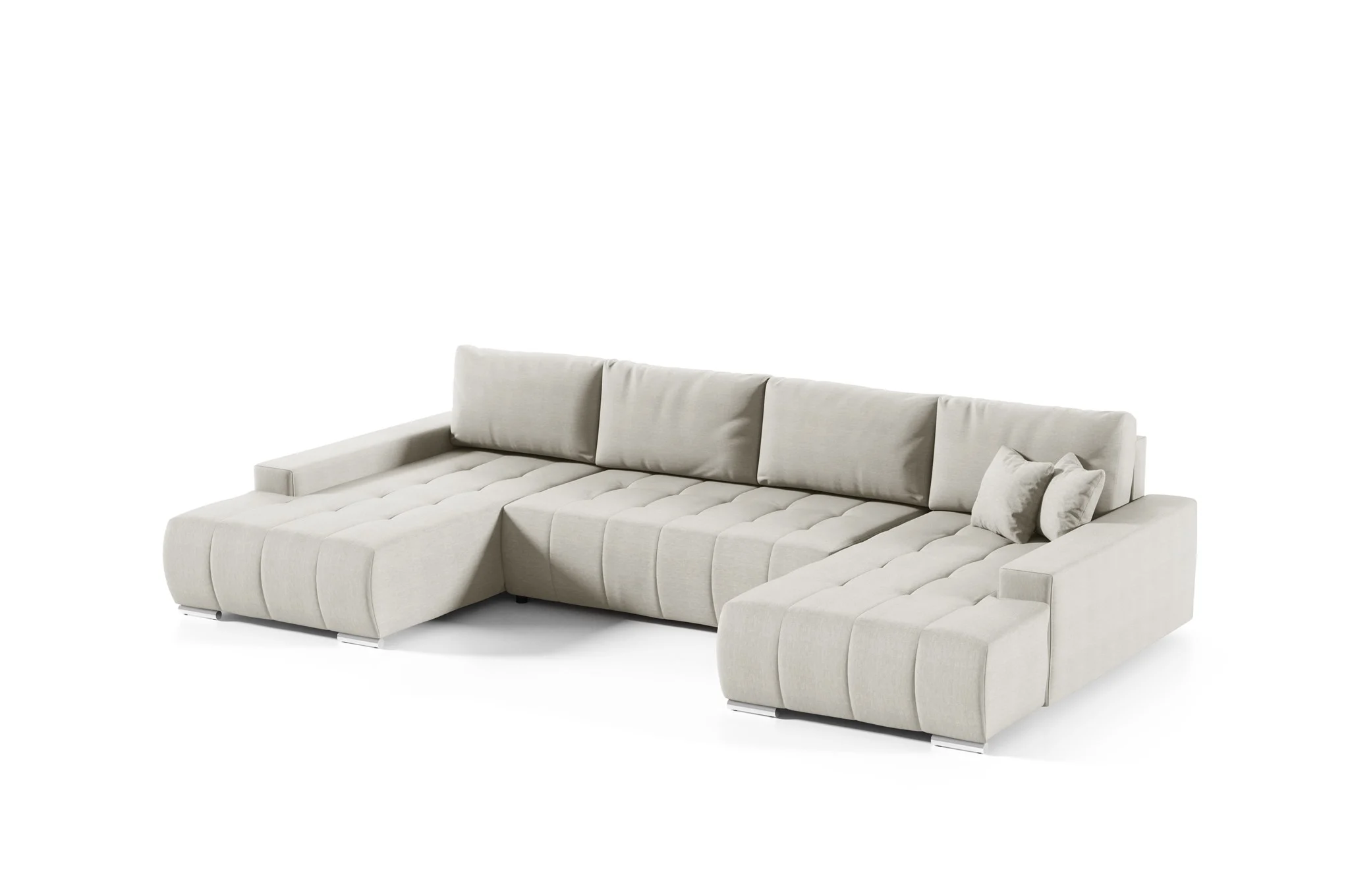 Wohnlandschaft Sofa mit Schlaffunktion VOGAR Stoff Aulla Beige - Fun Möbel
