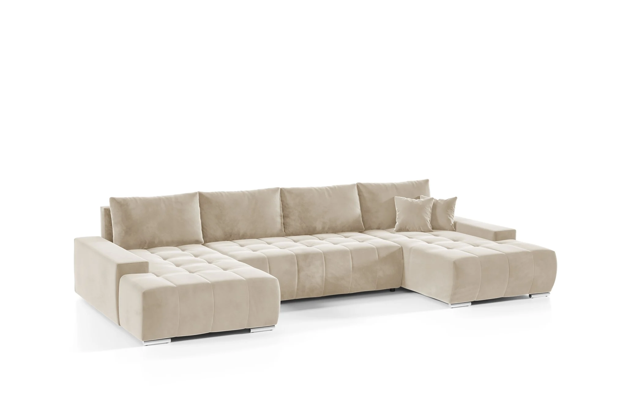 Wohnlandschaft Sofa mit Schlaffunktion VOGAR Stoff Monolith Ecru - Fun Möbel