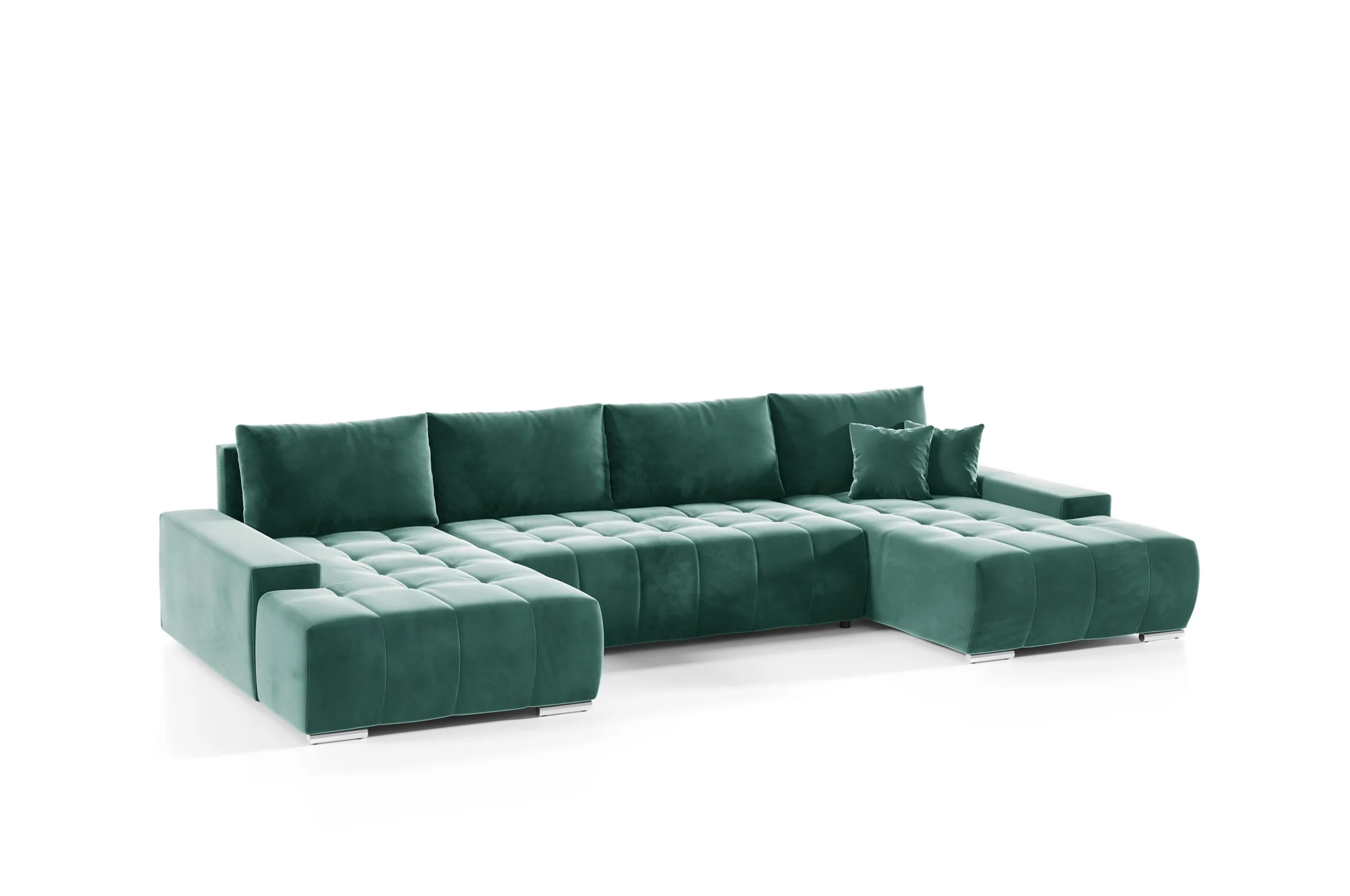 Wohnlandschaft Sofa mit Schlaffunktion VOGAR Stoff Monolith Grün - Fun Möbel