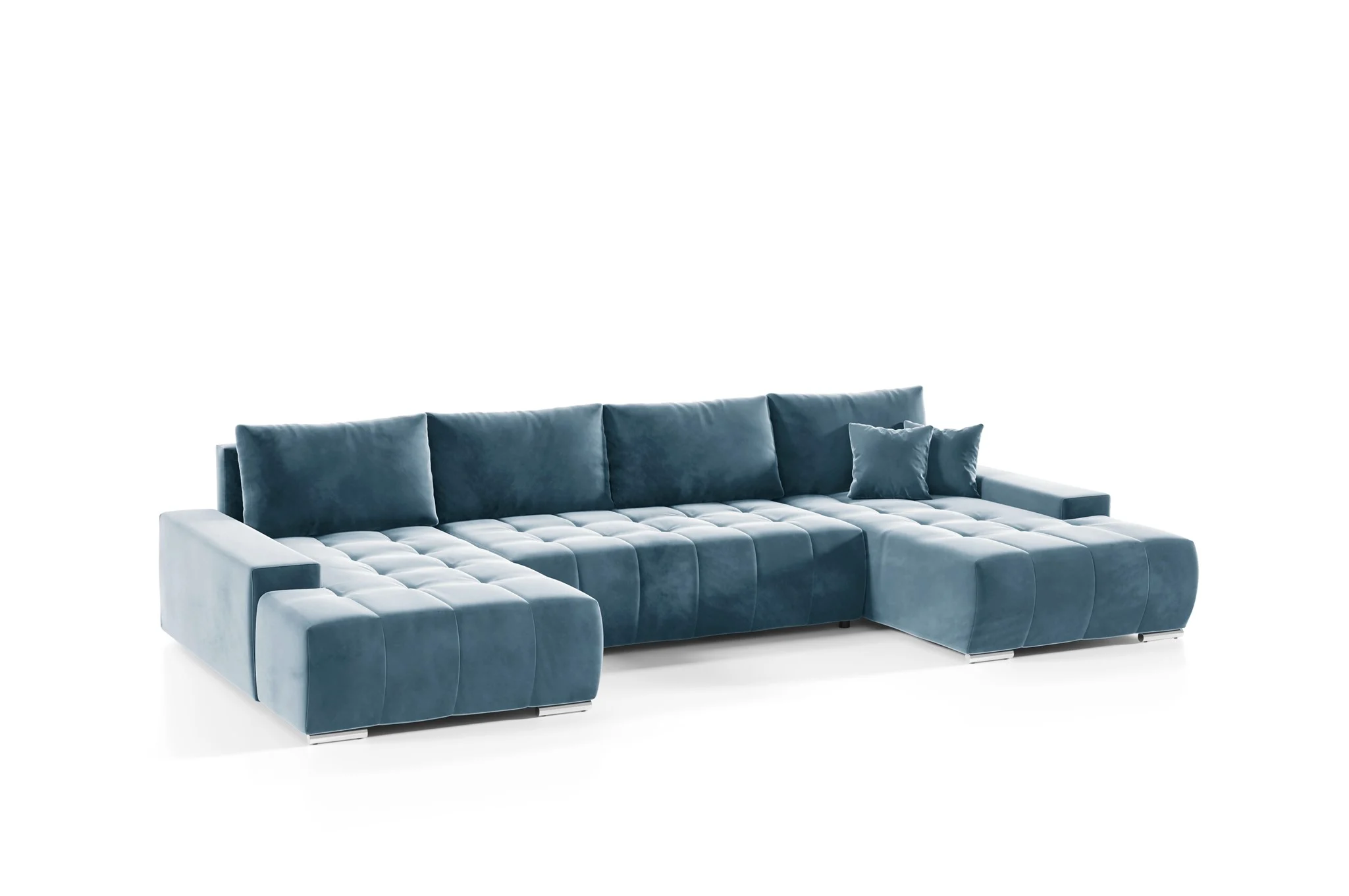 Wohnlandschaft Sofa mit Schlaffunktion VOGAR Stoff Monolith Graublau - Fun Möbel