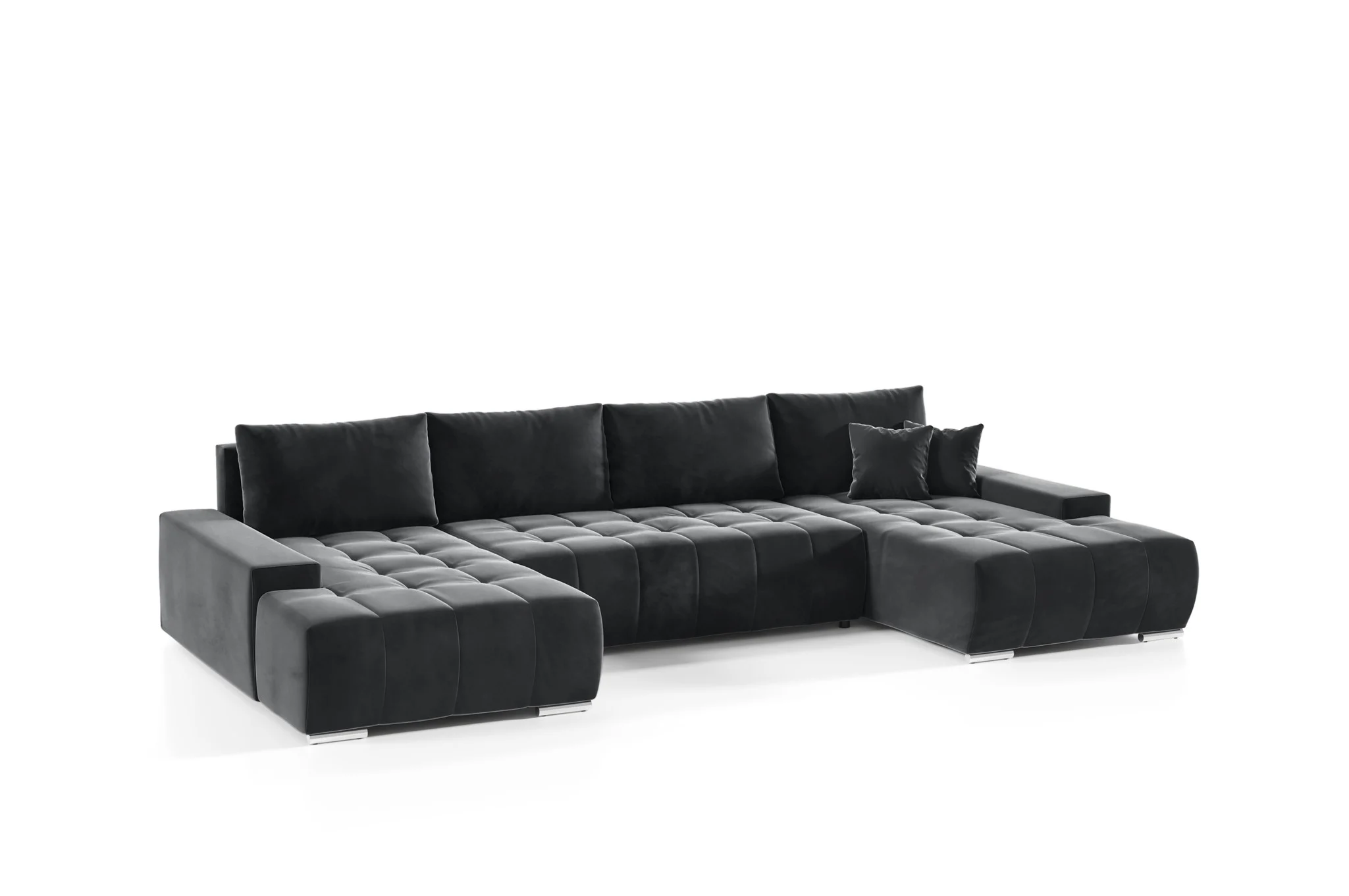 Wohnlandschaft Sofa mit Schlaffunktion VOGAR Stoff Monolith Grafit - Fun Möbel