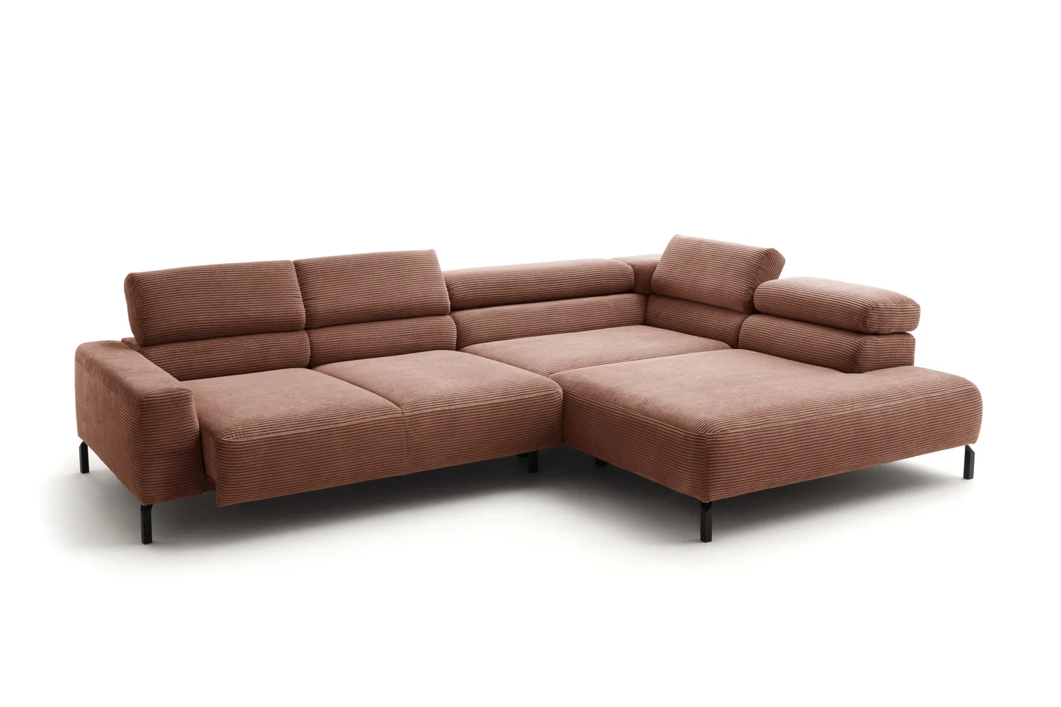 Candy Spring Cord Ecksofa motorische Sitztiefenverstellung 312x219 cm