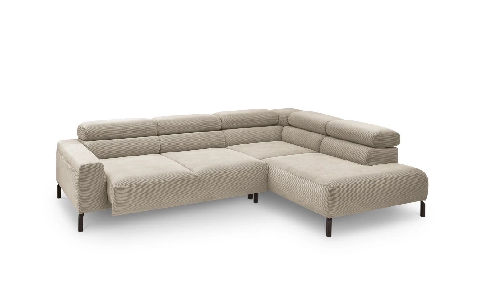 Candy Spring Feincord Ecksofa motorische Sitztiefenverstellung