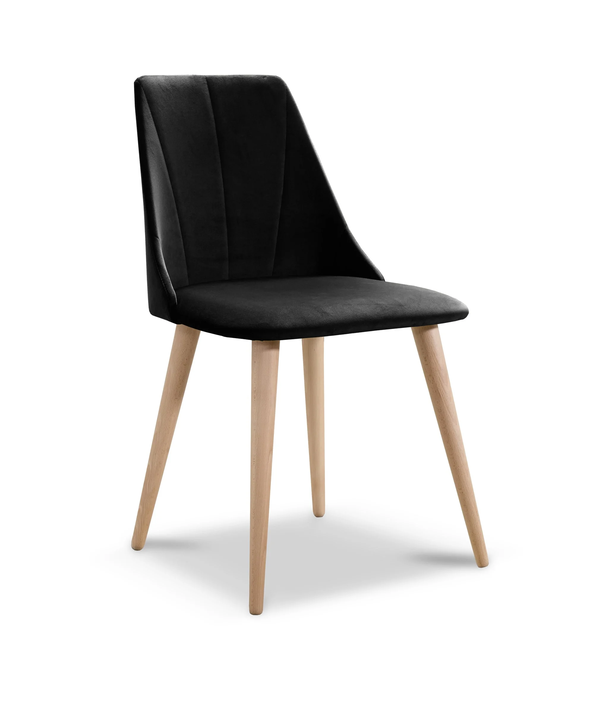 Esszimmerstühle Stuhle 2er Set CAROS Massivholz Buche Stoff Schwarz - Fun Möbel