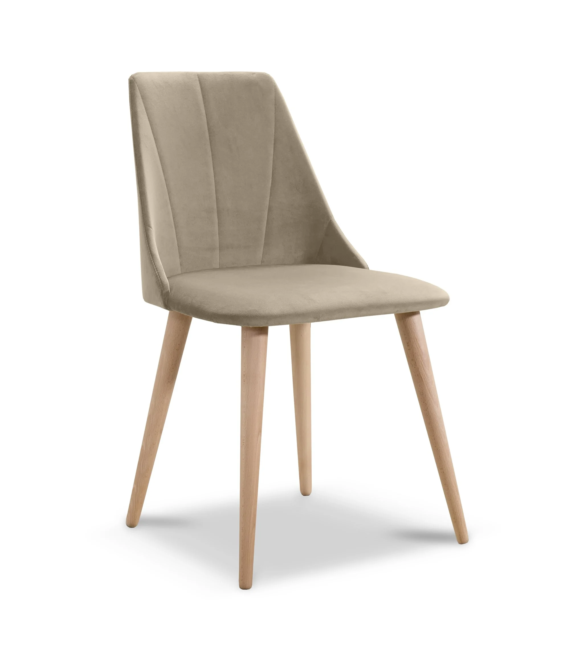 Esszimmerstühle Stuhle 2er Set CAROS Massivholz Buche Stoff Creme - Fun Möbel