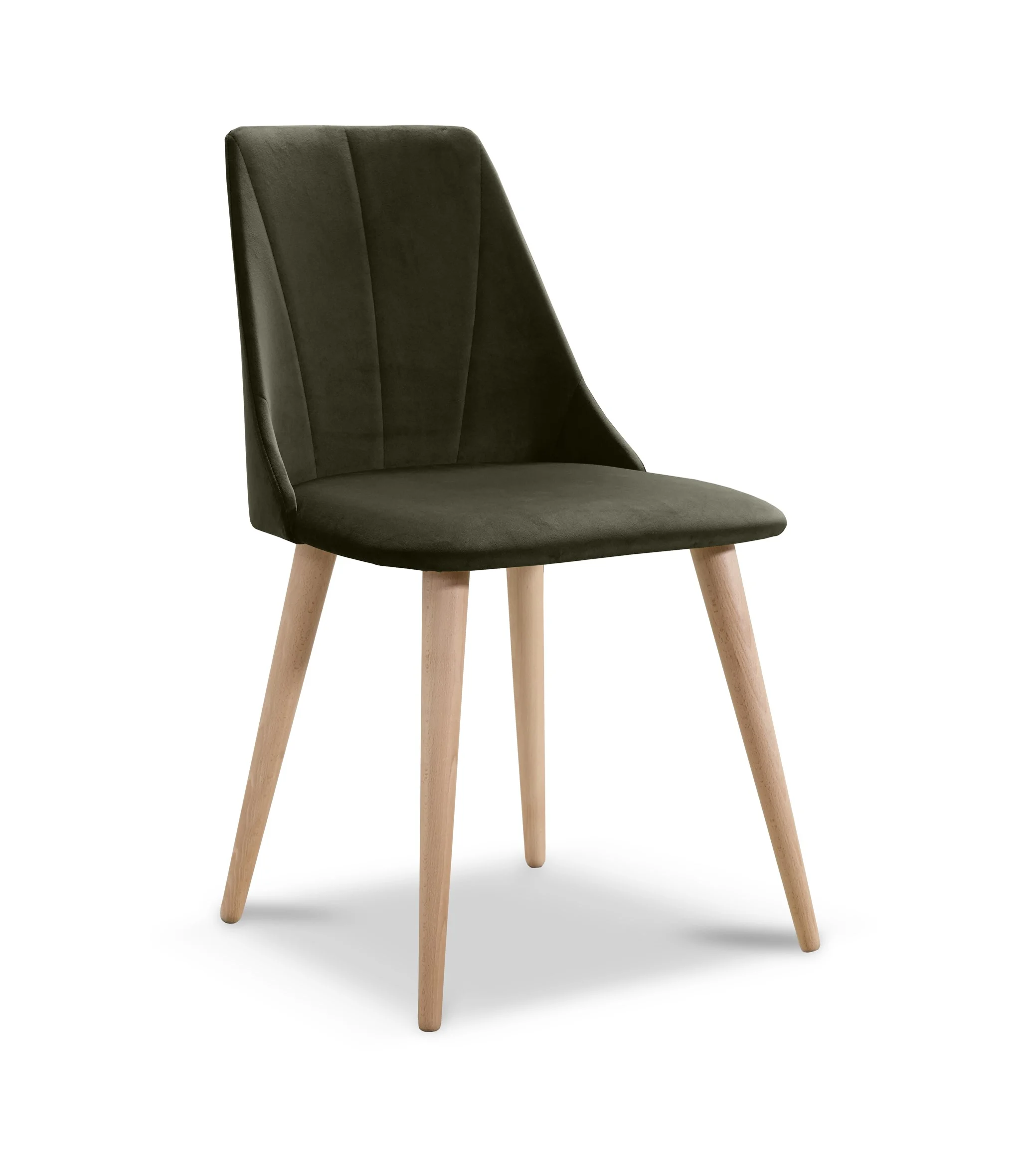 Esszimmerstühle Stuhle 2er Set CAROS Massivholz Buche Stoff Braun - Fun Möbel