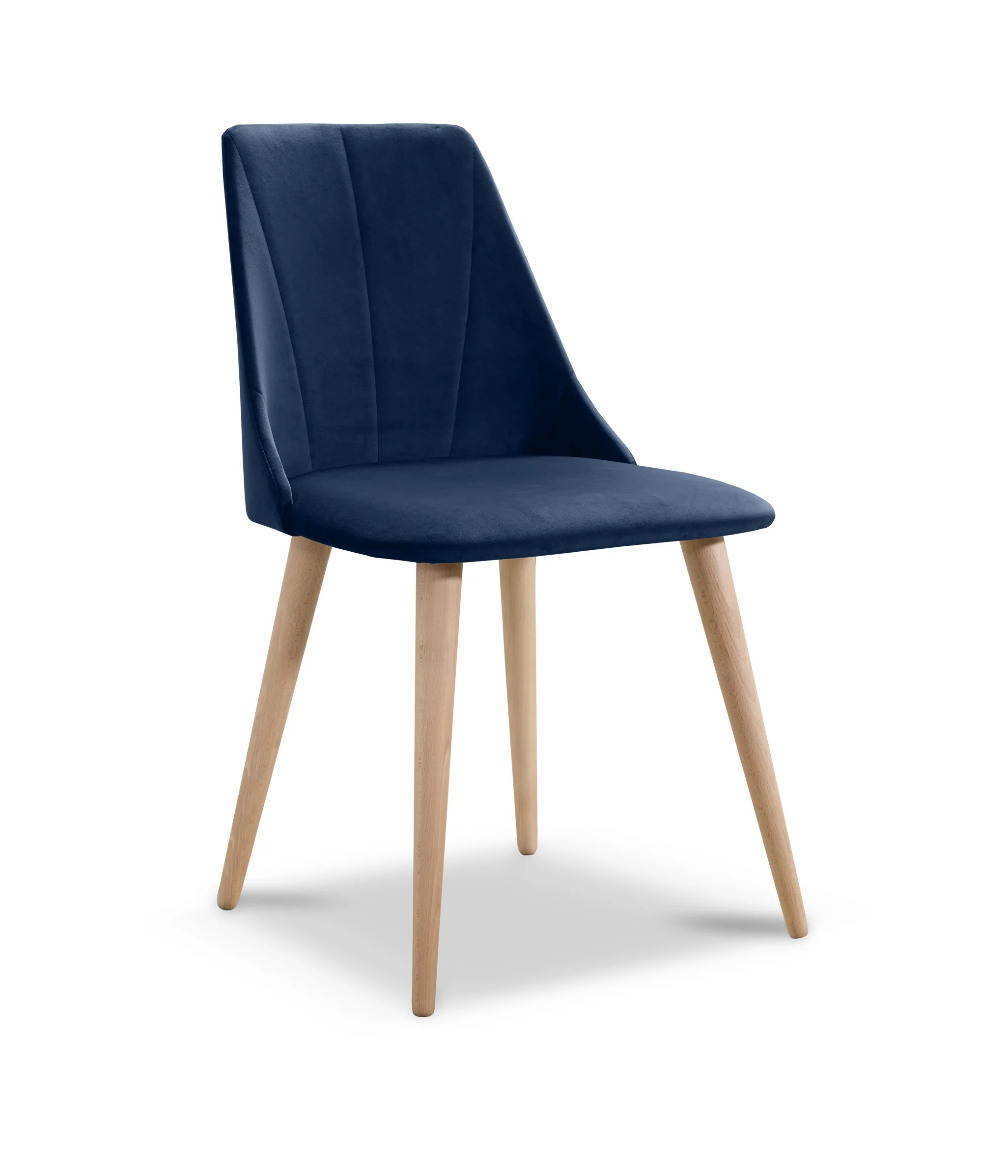 Esszimmerstühle Stuhle 2er Set CAROS Massivholz Buche Stoff Dunkelblau - Fun Möbel