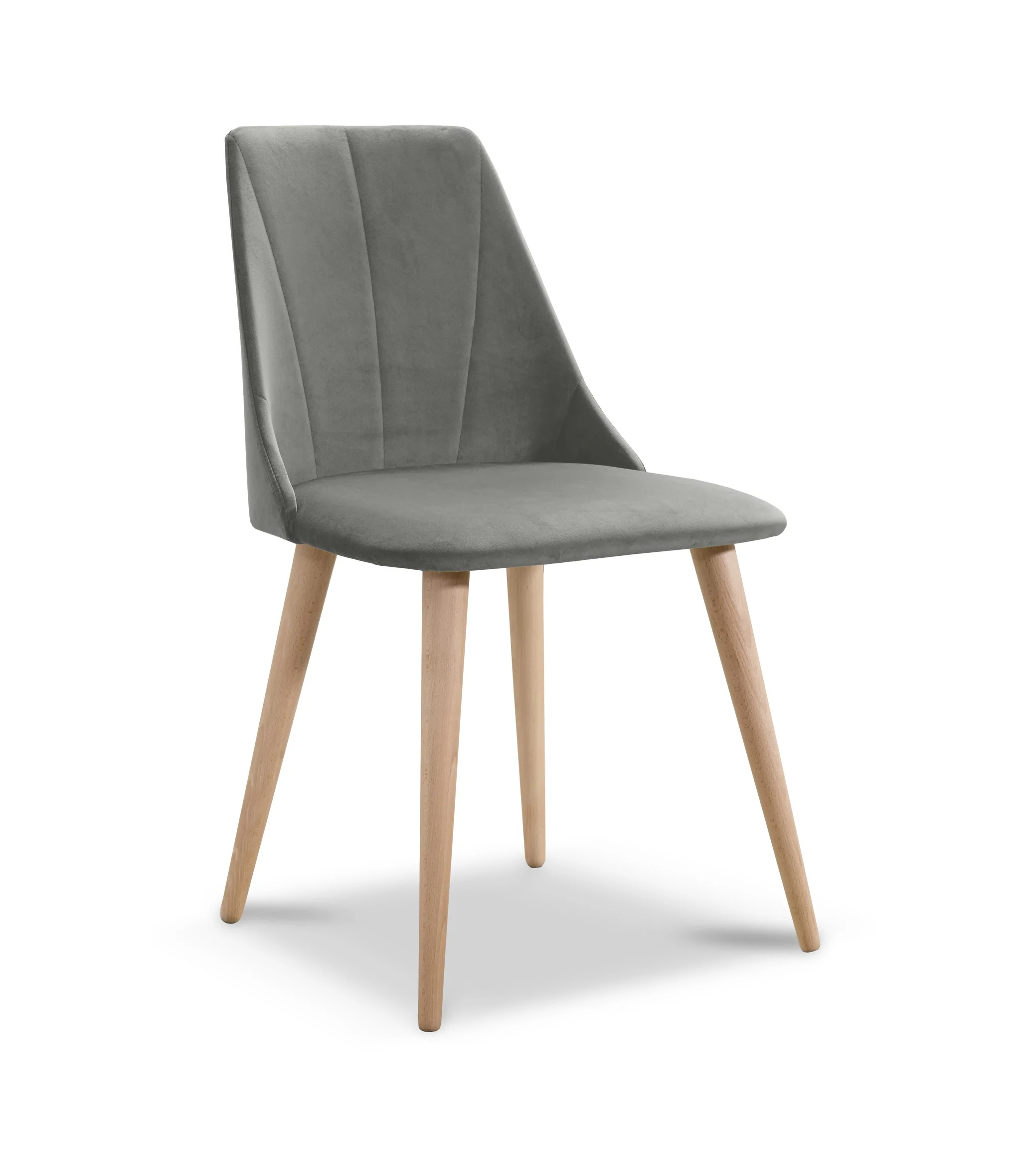 Esszimmerstühle Stuhle 2er Set CAROS Massivholz Buche Stoff Grau - Fun Möbel