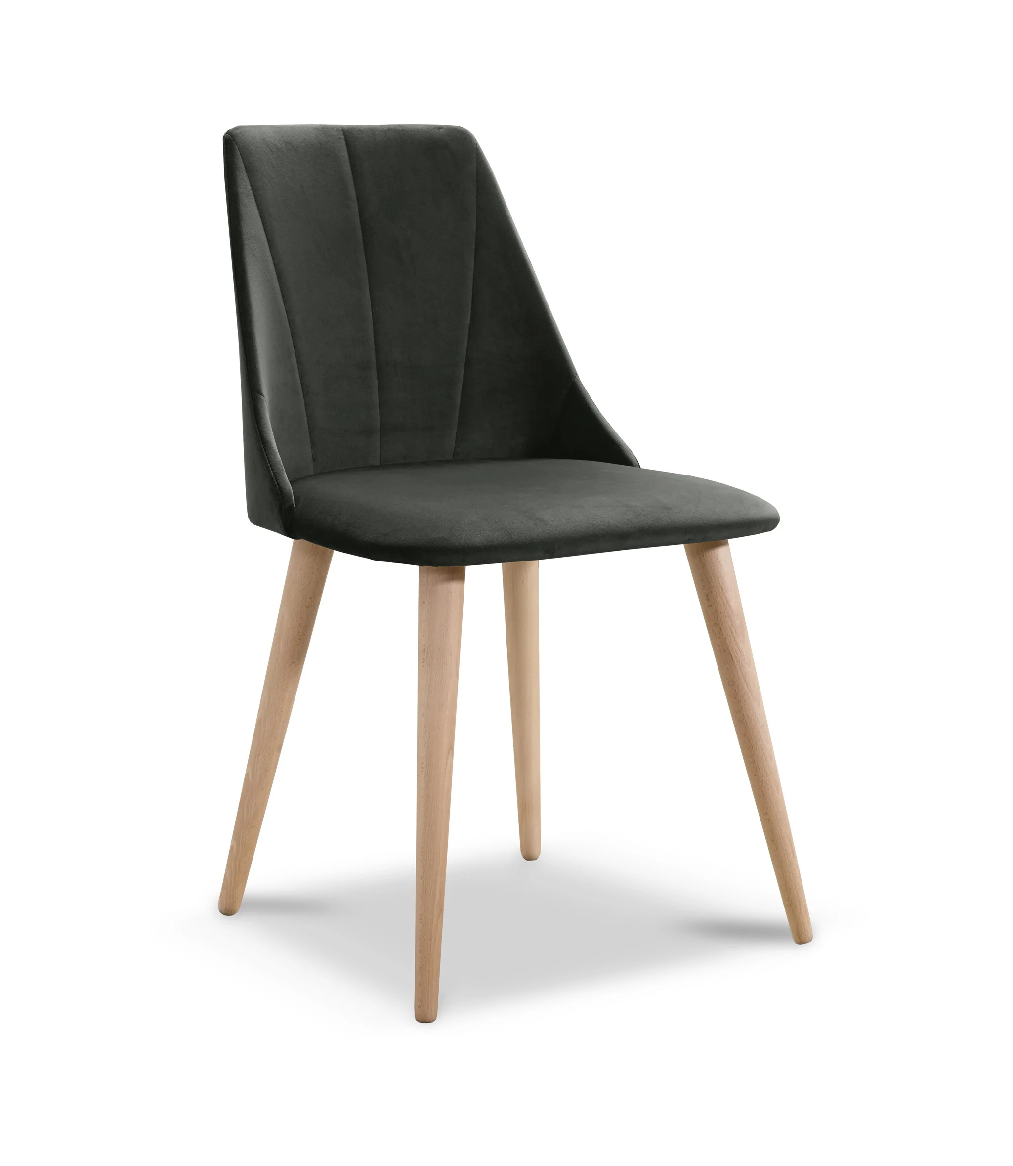 Esszimmerstühle Stuhle 2er Set CAROS Massivholz Buche Stoff Dunkelgrau - Fun Möbel