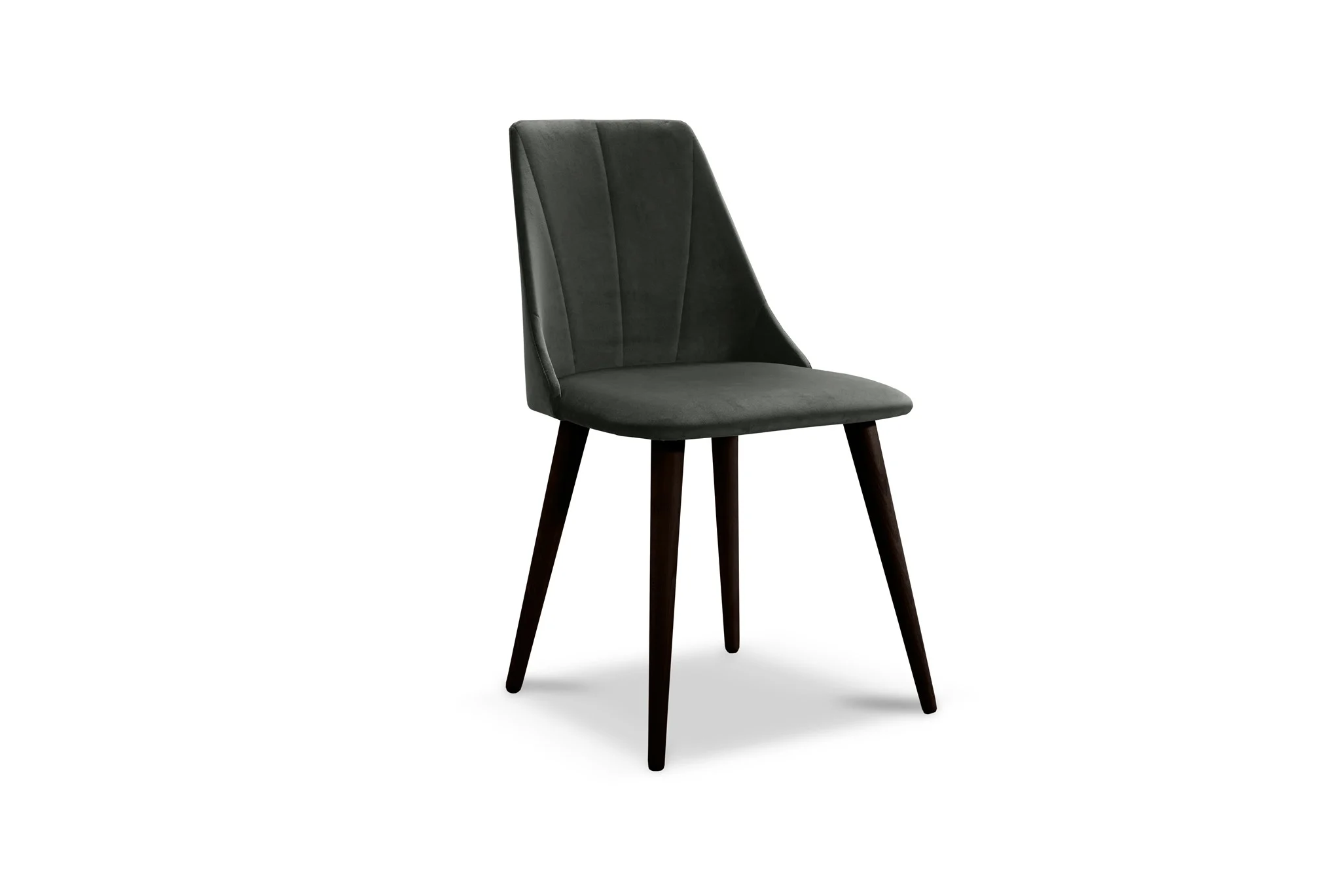 Esszimmerstühle Stuhle 2er Set CAROS Massivholz Buche-Wenge Stoff Dunkelgrau
