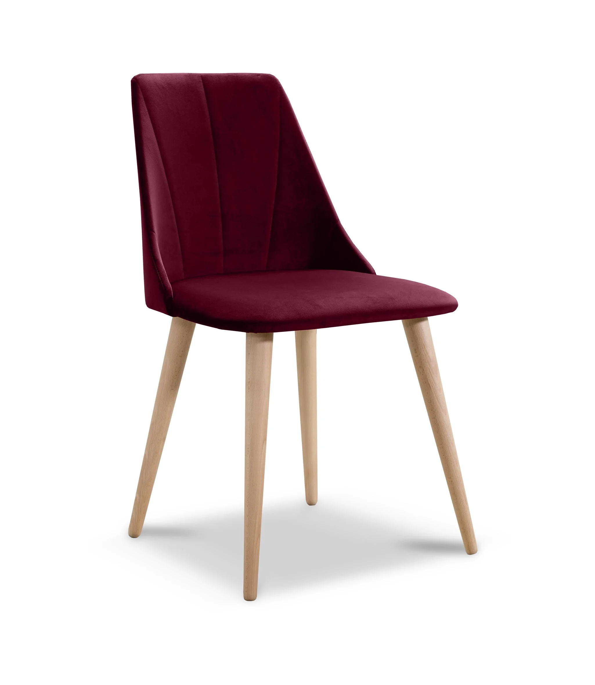 Esszimmerstühle Stuhle 2er Set CAROS Massivholz Buche Stoff Bordeauxrot - Fun Möbel