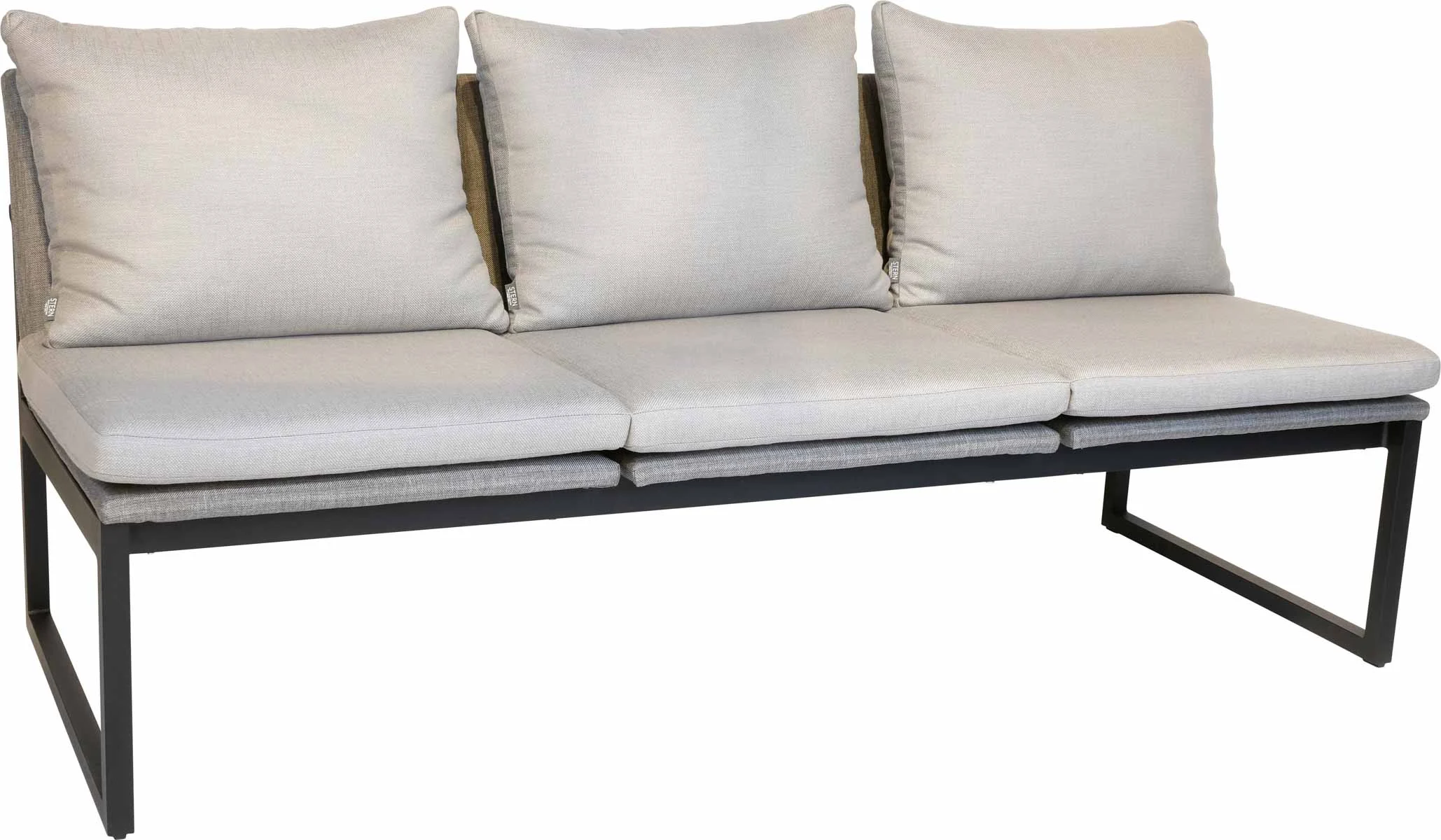 Stern Tammo Gartenbank 3-Sitzer Aluminium Schwarz/Textilen Leinen grau inkl. Kissenset