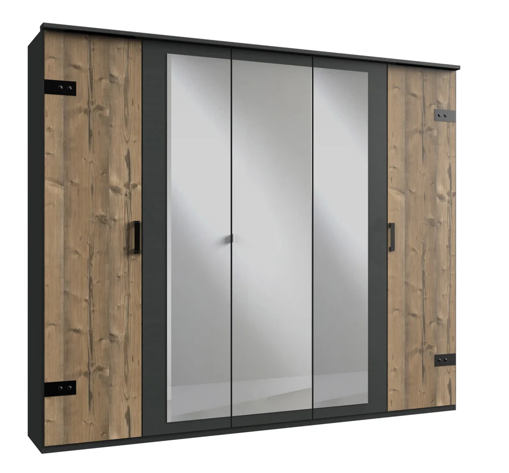Wimex Stockholm Kleiderschrank mit Spiegel Graphit