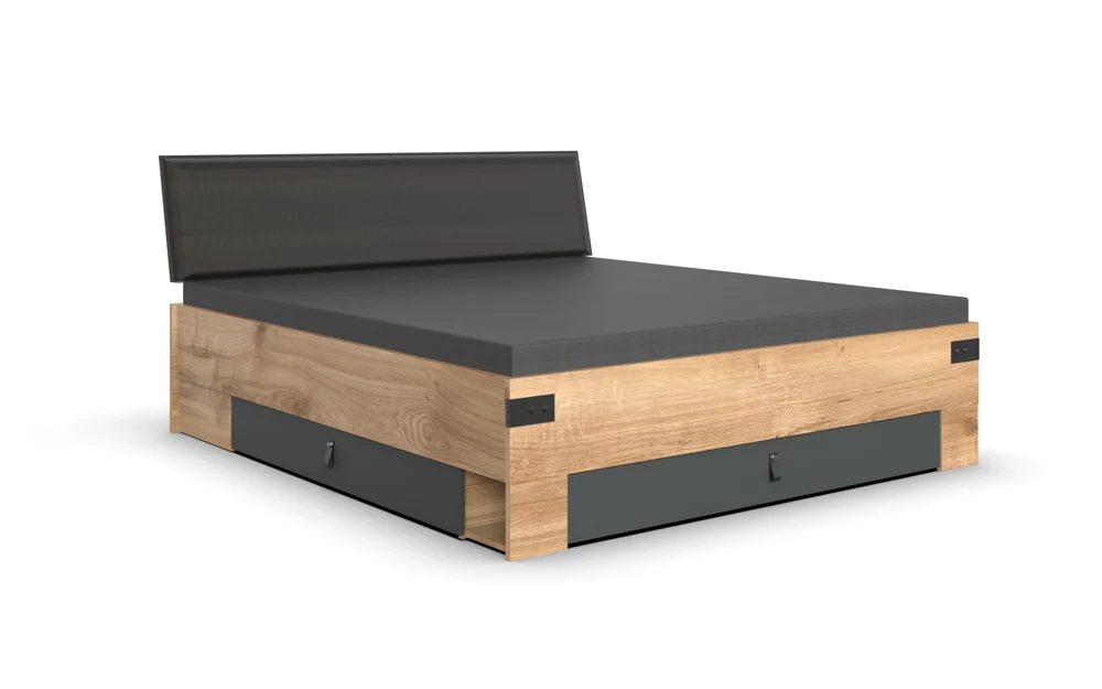 Wimex Stockholm Stauraumbett Graphit/Oak