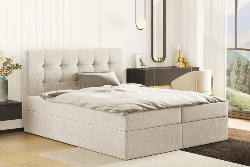 Boxspringbett mit matratze und Bettkasten, Schlafbett LUDANO stoff Sydney