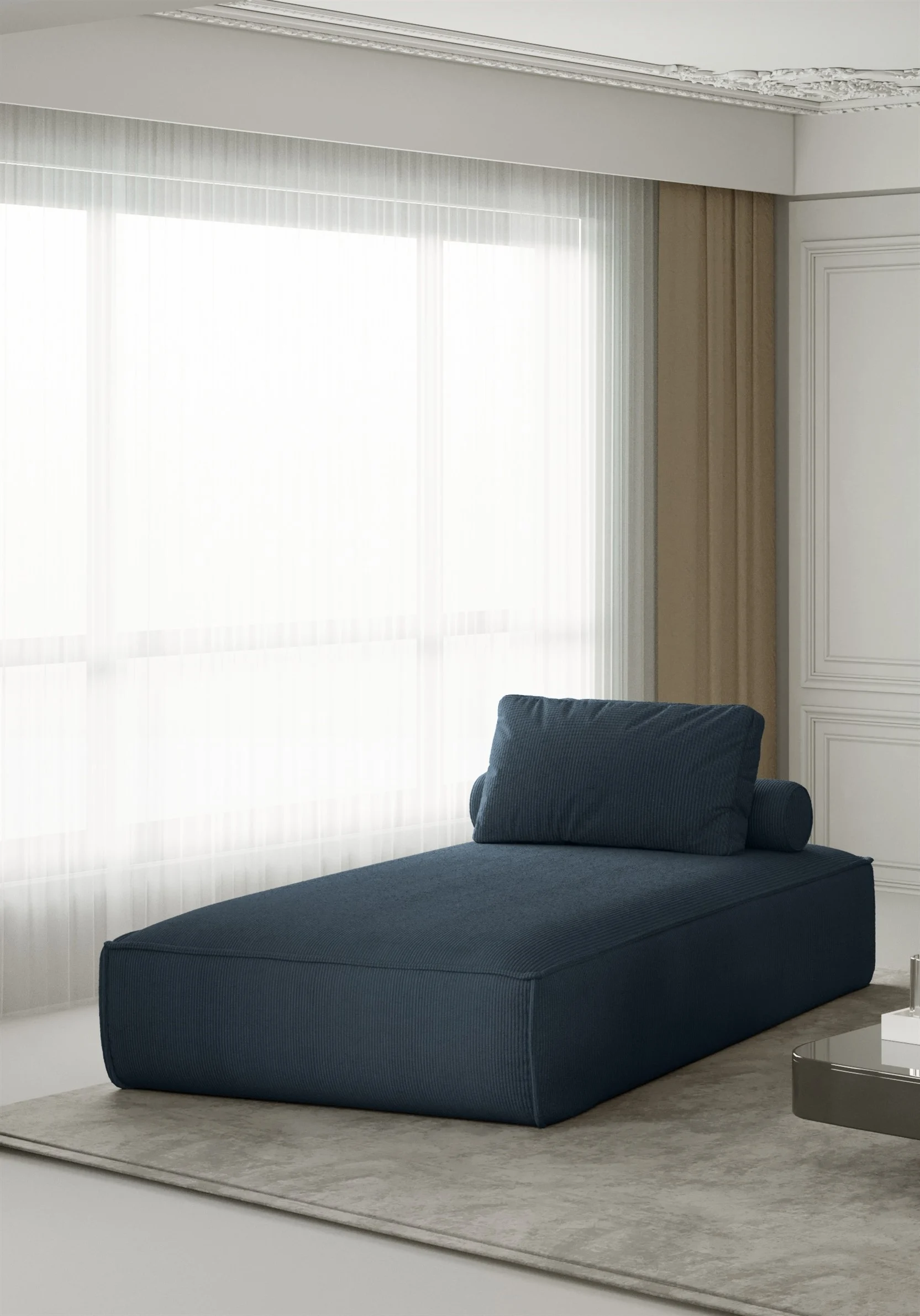 Chaiselongue Sezlong Liege CELES in Stoff Scala Ozeanblau - Fun Moebel