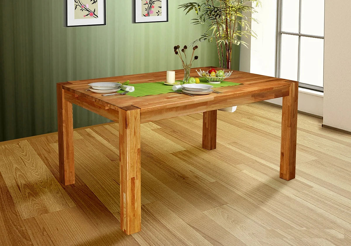 Esstisch German1 Tisch 180x90 Eiche massiv / Fuß 80x80 mm - Fun Moebel