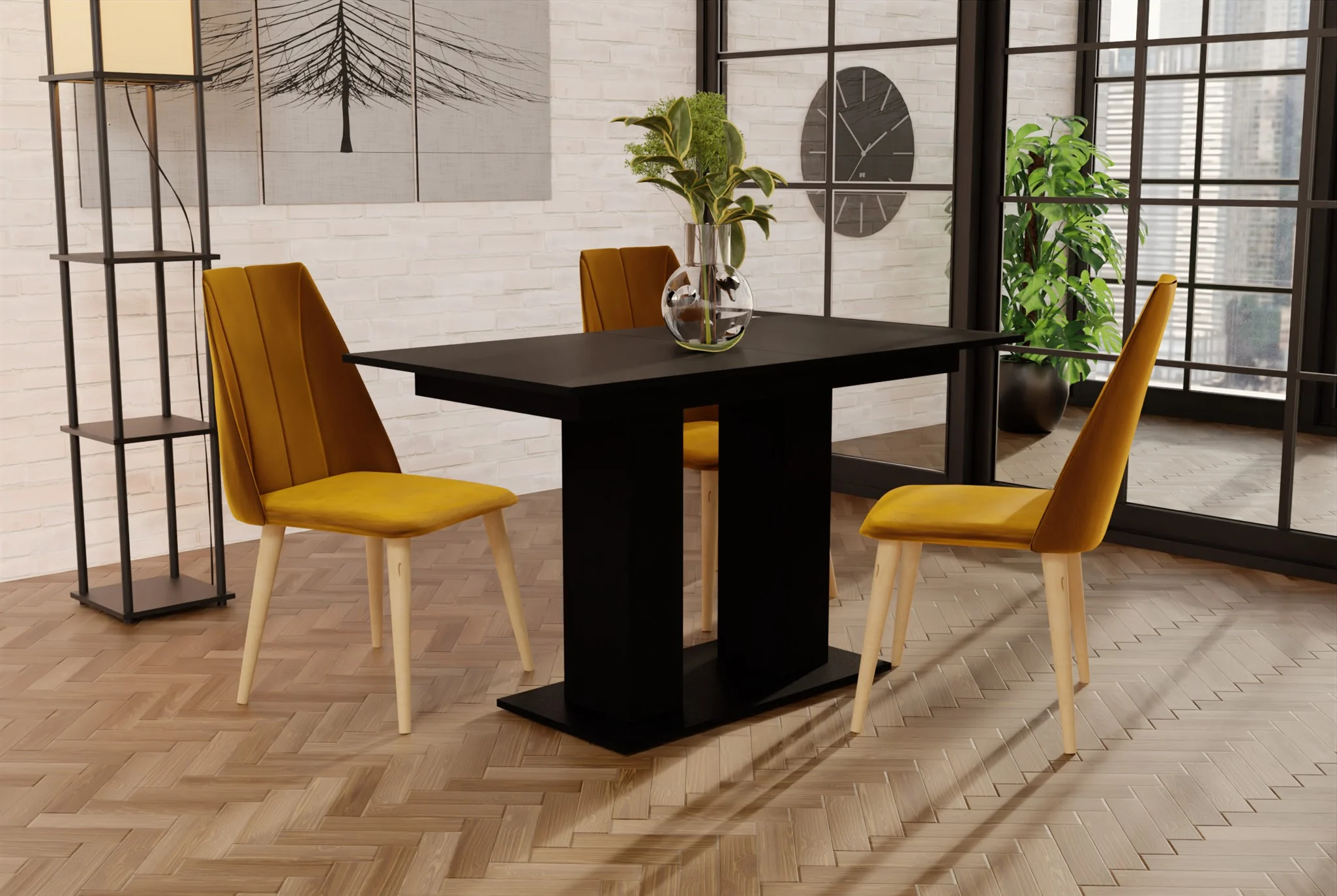 Esstisch Auszugstisch DANTE 130-170x80 cm in Schwarz Matt