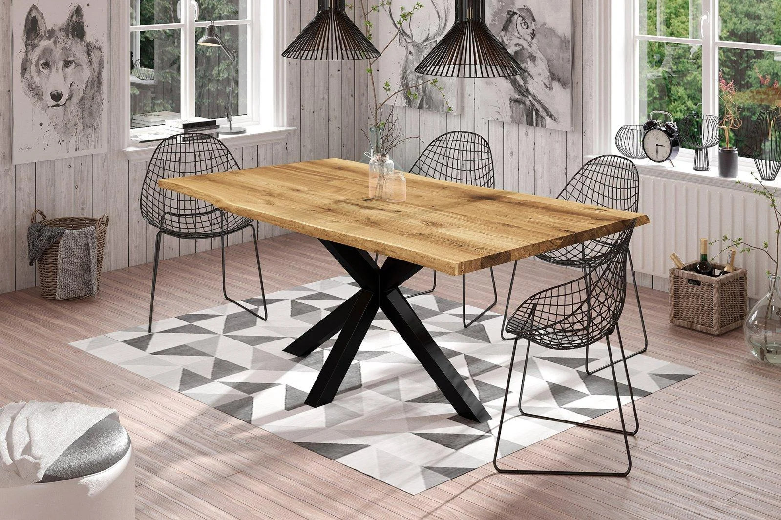 Esstisch Tisch FREYA Wildeiche geölt 180x90 cm - Fun Möbel
