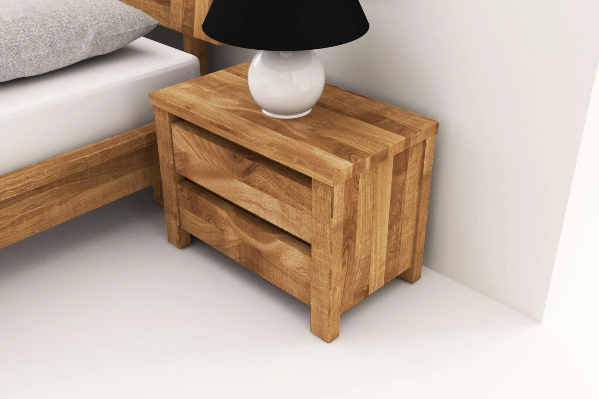 Nachtkommode Nachtschrank MAISON Eiche massiv 51x37x30 cm - Fun Möbel