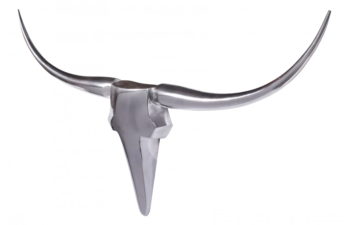 Wanddekoration Geweih Bull L 125 cm Aluminium silbern - Fun Moebel