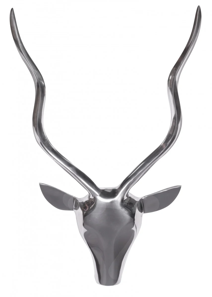 Wanddekoration Hirsch "S" 33 cm Aluminium silbern - Fun Moebel