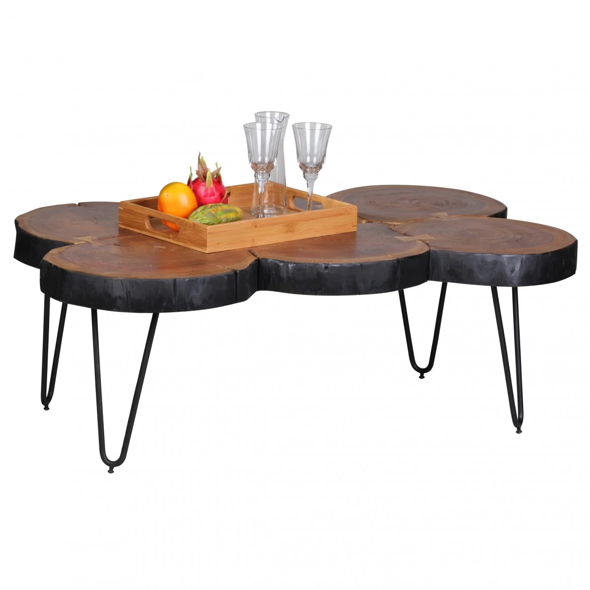 Couchtisch Massivholztisch WABEN 110x60 cm Holz Sheesham - Fun Möbel
