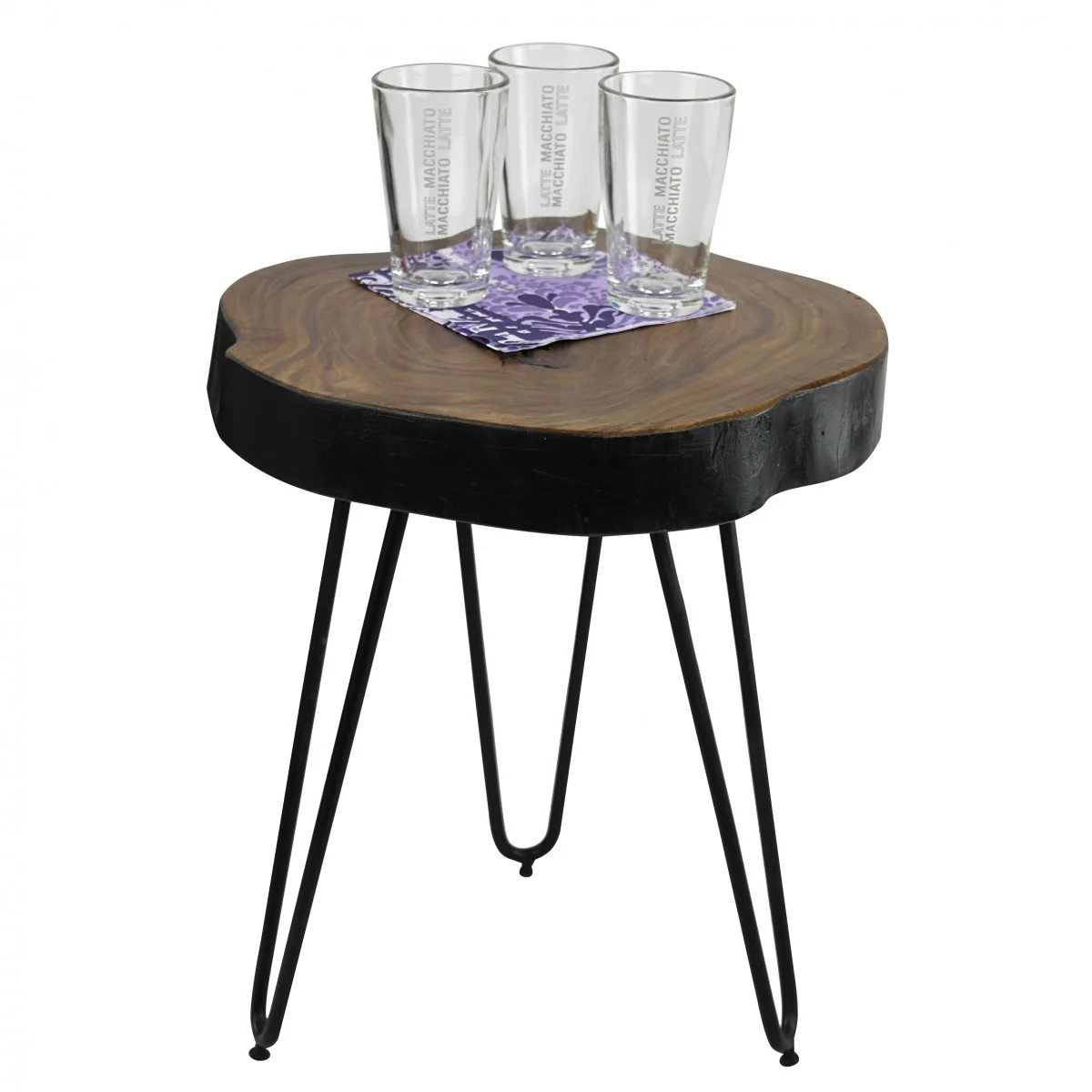Beistelltisch Massivholztisch WABEN 35x35 cm Holz Sheesham - Fun Möbel