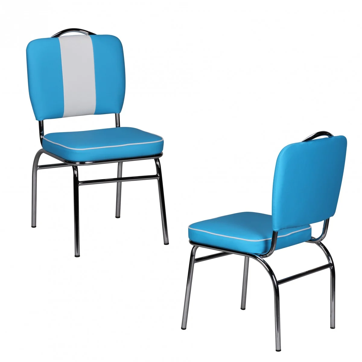 Esszimmerstuhl American Dream 50er Jahre Retro Blau Weiss - Fun Möbel
