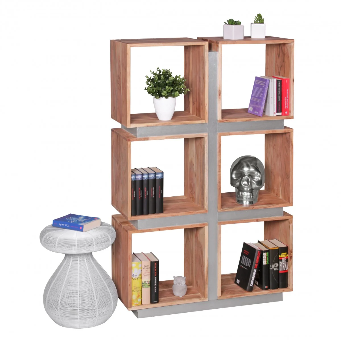 Bücherregal Regal Raumteiler NUKA 85x30x135 cm Holz Akazie Landhaus - Fun Möbel