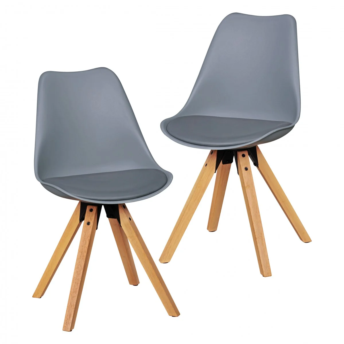 Esszimmerstühle Stühle Vierfußstuhl 2er-Set LEVI Grau /Rubberwood