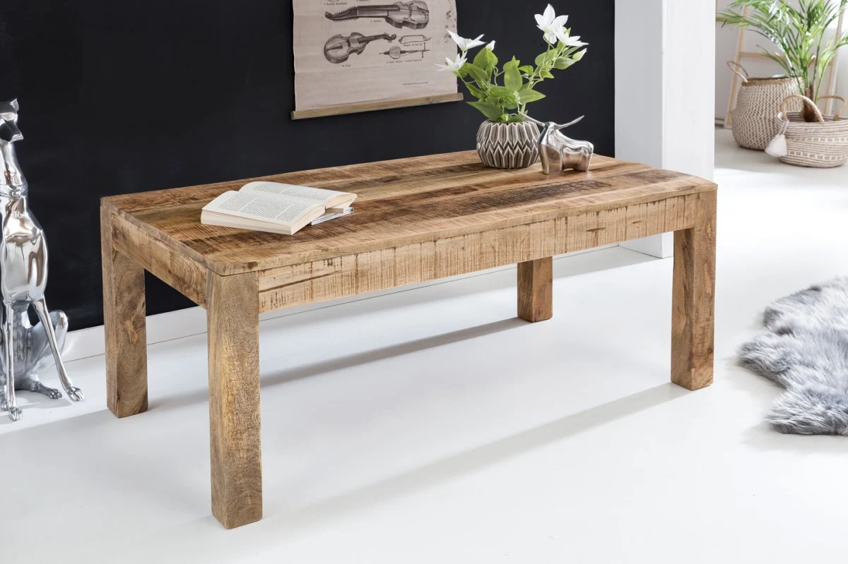 Couchtisch Massivholztisch MOHAMA 110x60cm Holz Mango Landhaus - Fun Möbel