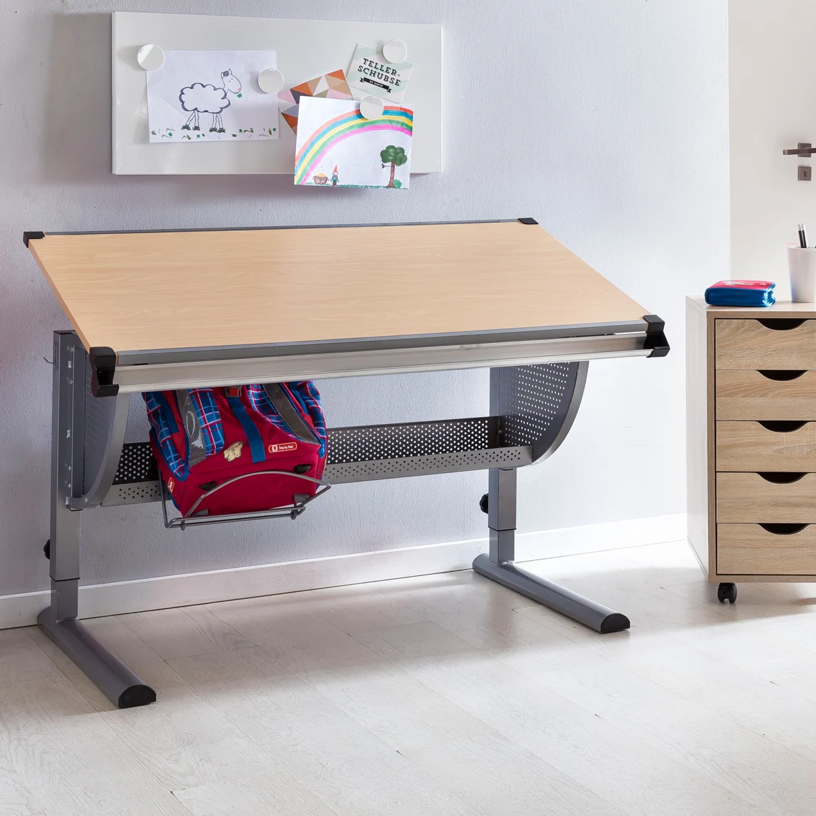 Schreibtisch Kinderschreibtisch MARWIN 120 x 60 cm Grau / Buche - Fun Moebel