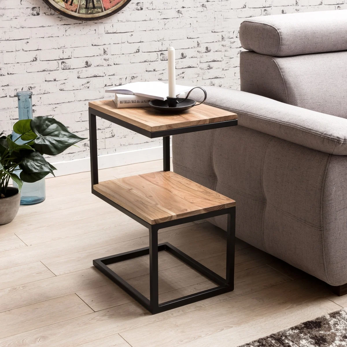 Beistelltisch Tisch URBAN 45x30 cm Akazie Massivholz - Fun Möbel