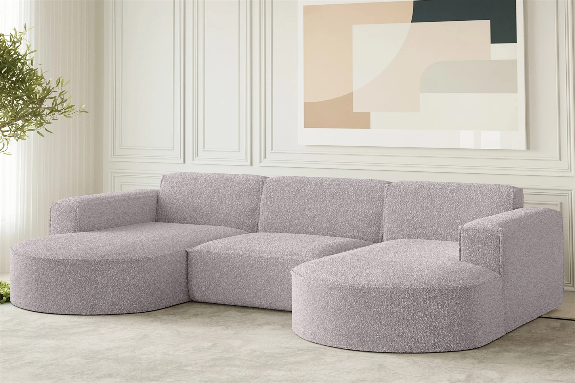 Wohnlandschaft U-Form Sofa PALMA in Stoff Ascot Rose
