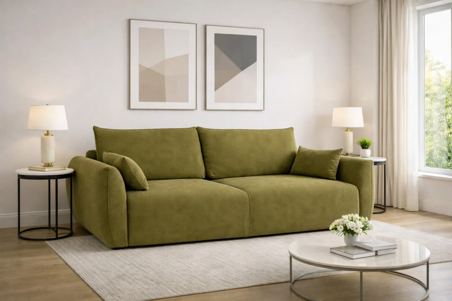 Sofa mit Schlaffunktion und Bettkasten,Veloursstoff Salvador, Zephira